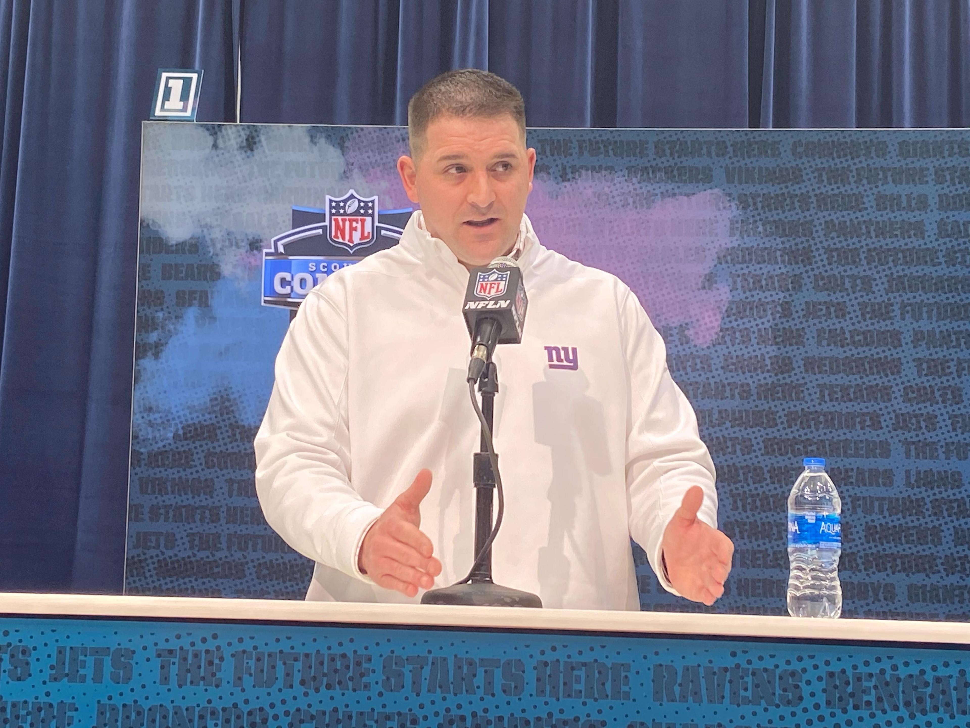 Giants head coach Joe Judge speaks at the NFL Combine