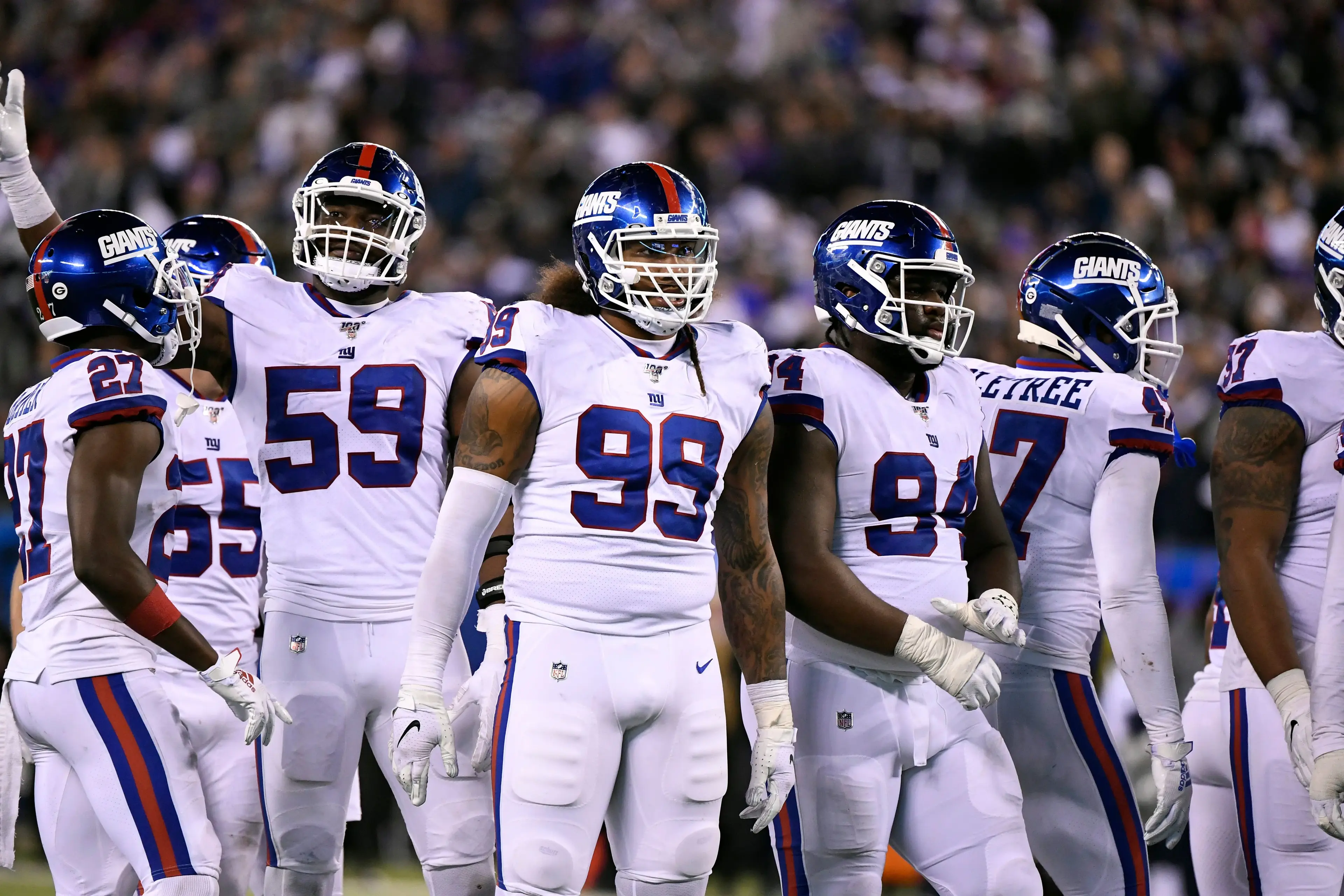 New York Giants lineman Leonard Williams (99) played his first game as a Giant after being traded by the New York Jets. The Dallas Cowboys defeat the New York Giants, 37-18, on Monday, Nov. 4, 2019, in East Rutherford. Nyg Vs Dal / © Danielle Parhizkaran/NorthJersey.com, North Jersey Record via Imagn Content Services, LLC