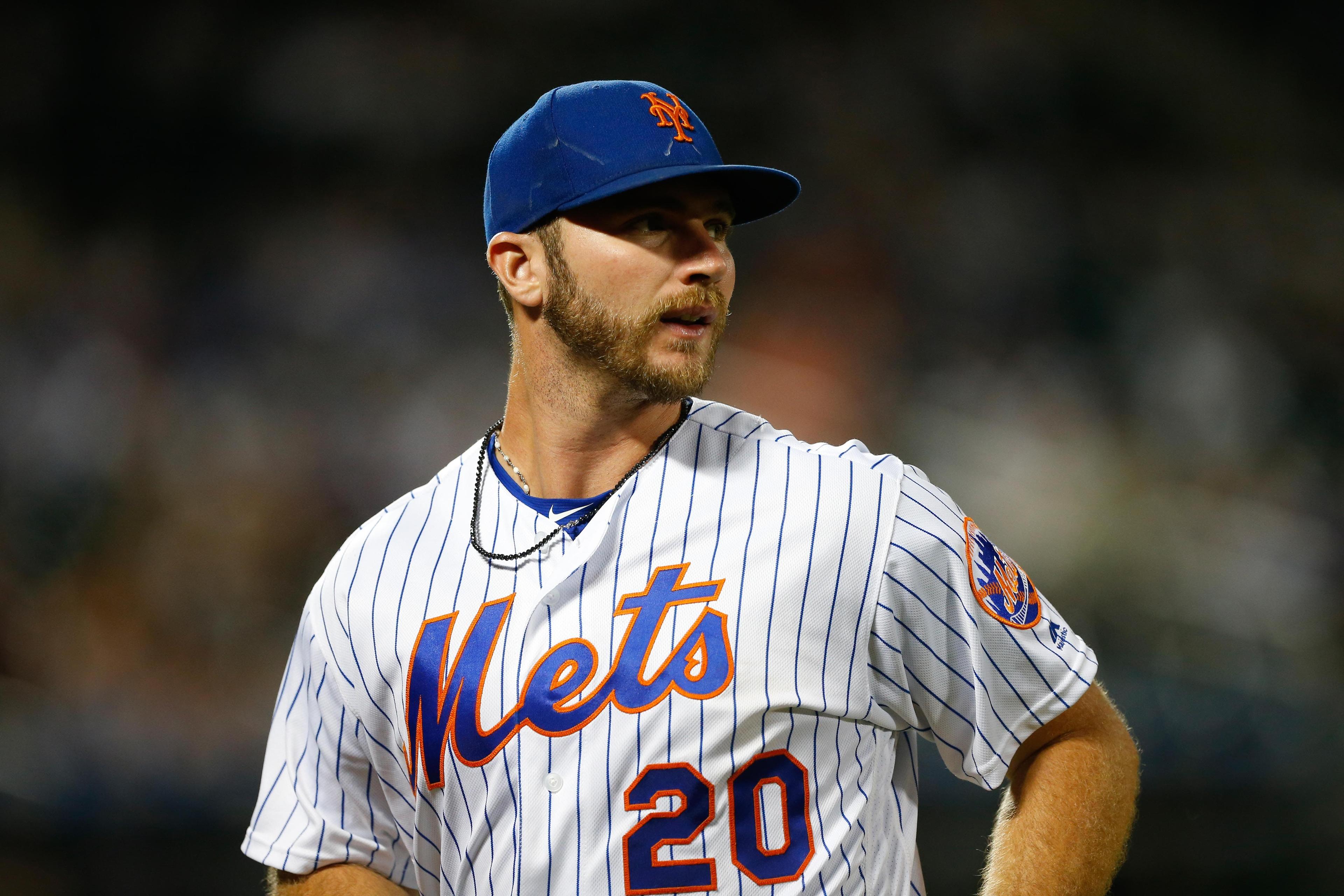 Jul 26, 2019; New York City, NY, USA; New York Mets first baseman Pete Alonso (20) goes to the dugout between innings against the Pittsburgh Pirates at Citi Field. Mandatory Credit: Noah K. Murray-USA TODAY Sports / Noah K. Murray