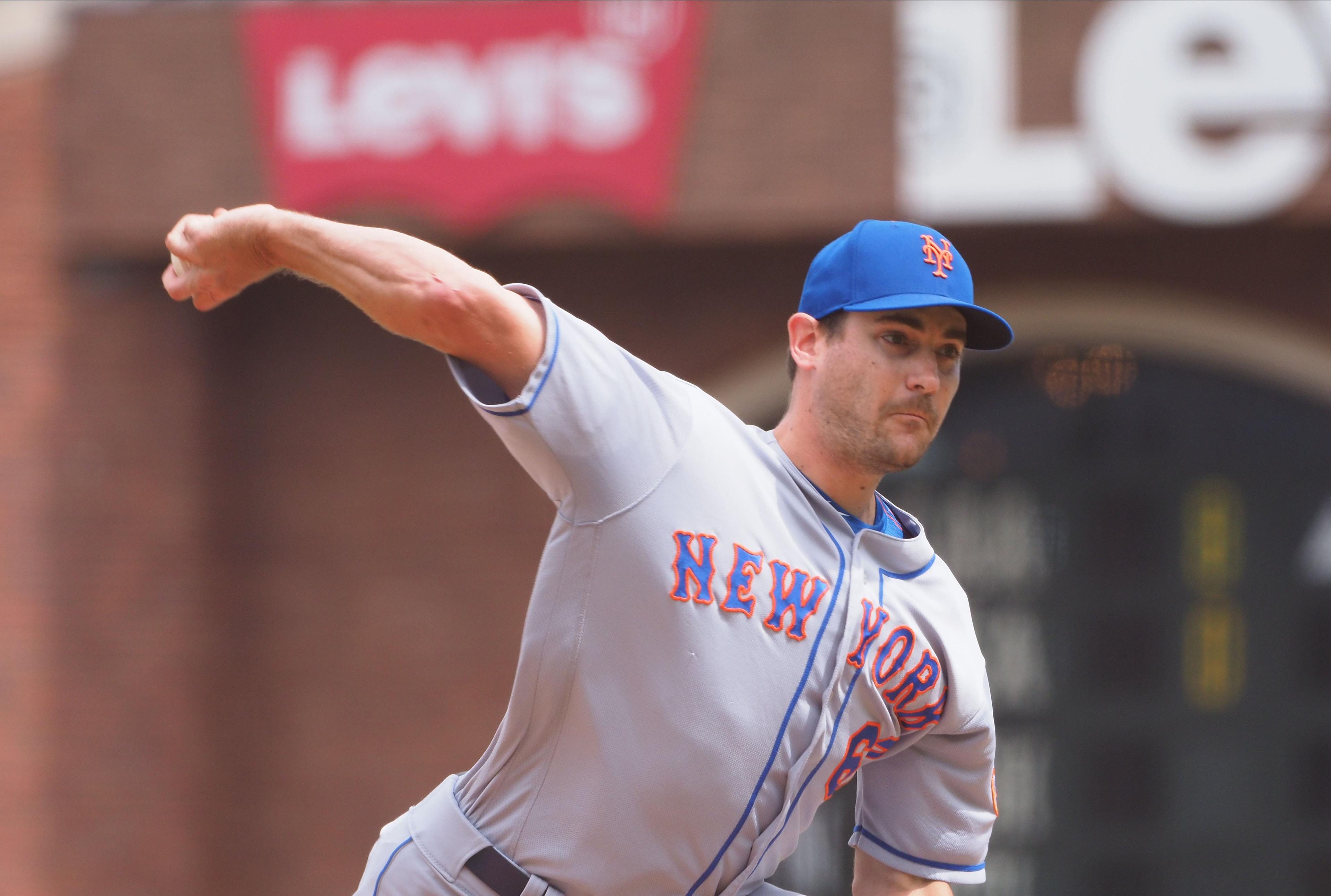 Jul 21, 2019; San Francisco, CA, USA; New York Mets relief pitcher Seth Lugo (67) pitches the ball against the San Francisco Giants during the eighth inning at Oracle Park. Mandatory Credit: Kelley L Cox-USA TODAY Sports / Kelley L Cox