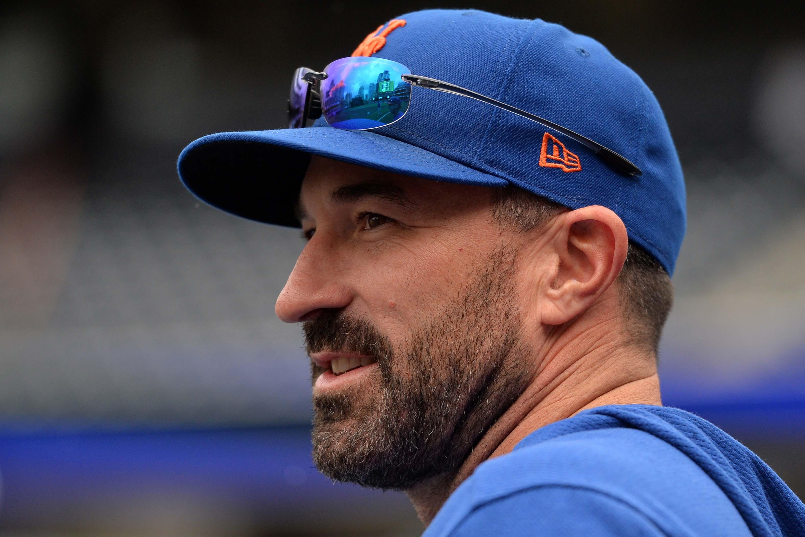 New York Mets manager Mickey Callaway smiles before the game against the San Diego Padres at Petco Park. / Jake Roth/USA TODAY Sports