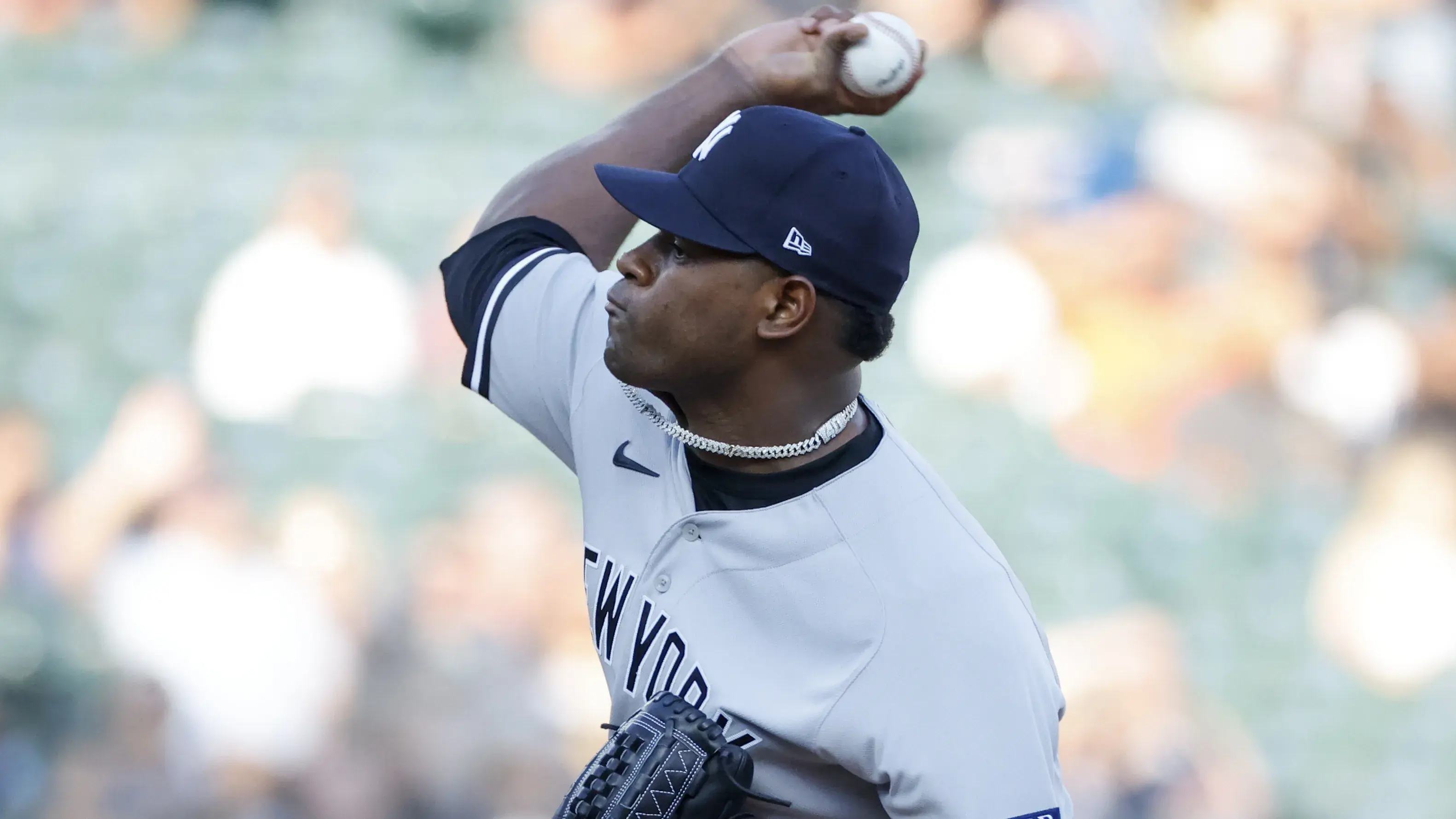 New York Yankees starting pitcher Luis Severino (40) pitches in the first inning against the Detroit Tigers at Comerica Park / Rick Osentoski - USA TODAY Sports
