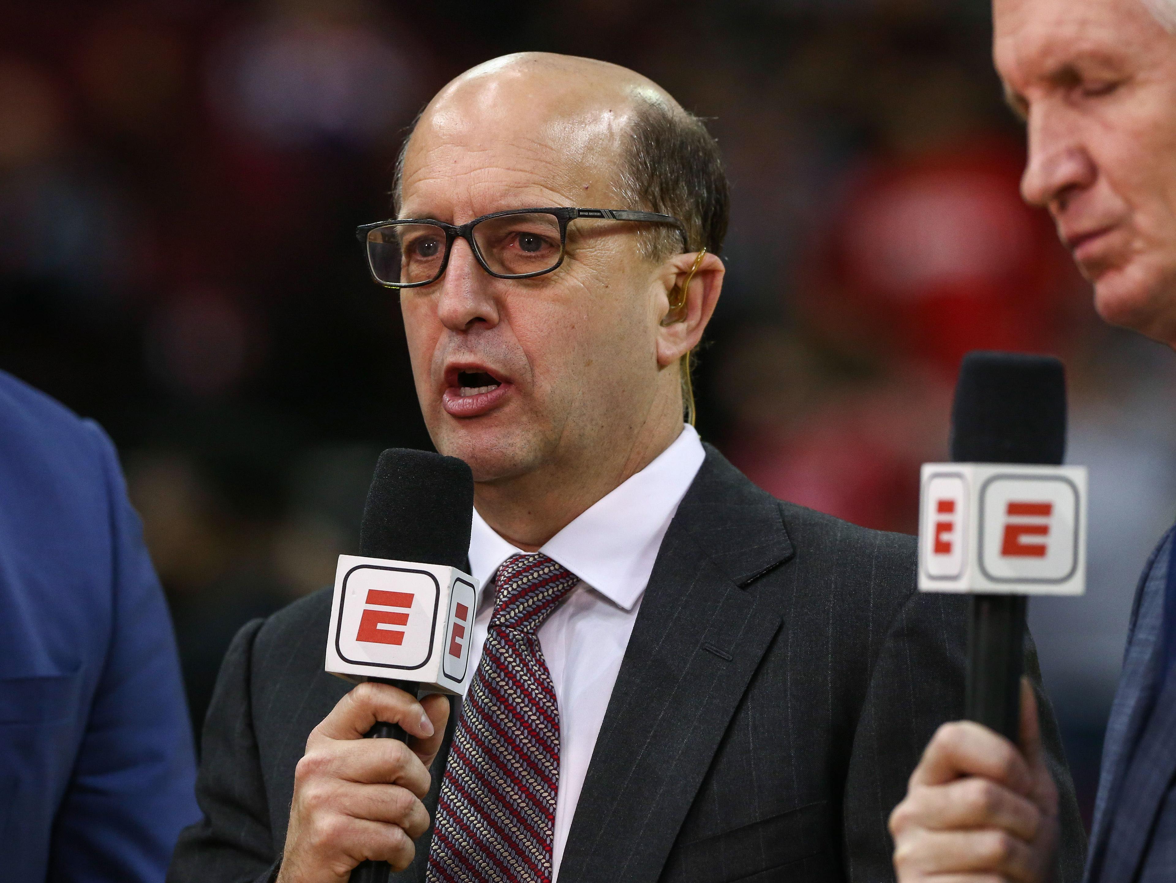 Jan 18, 2020; Houston, Texas, USA; Jeff Van Gundy before a game between the Houston Rockets and the Los Angeles Lakers at Toyota Center. Mandatory Credit: Troy Taormina-USA TODAY Sports