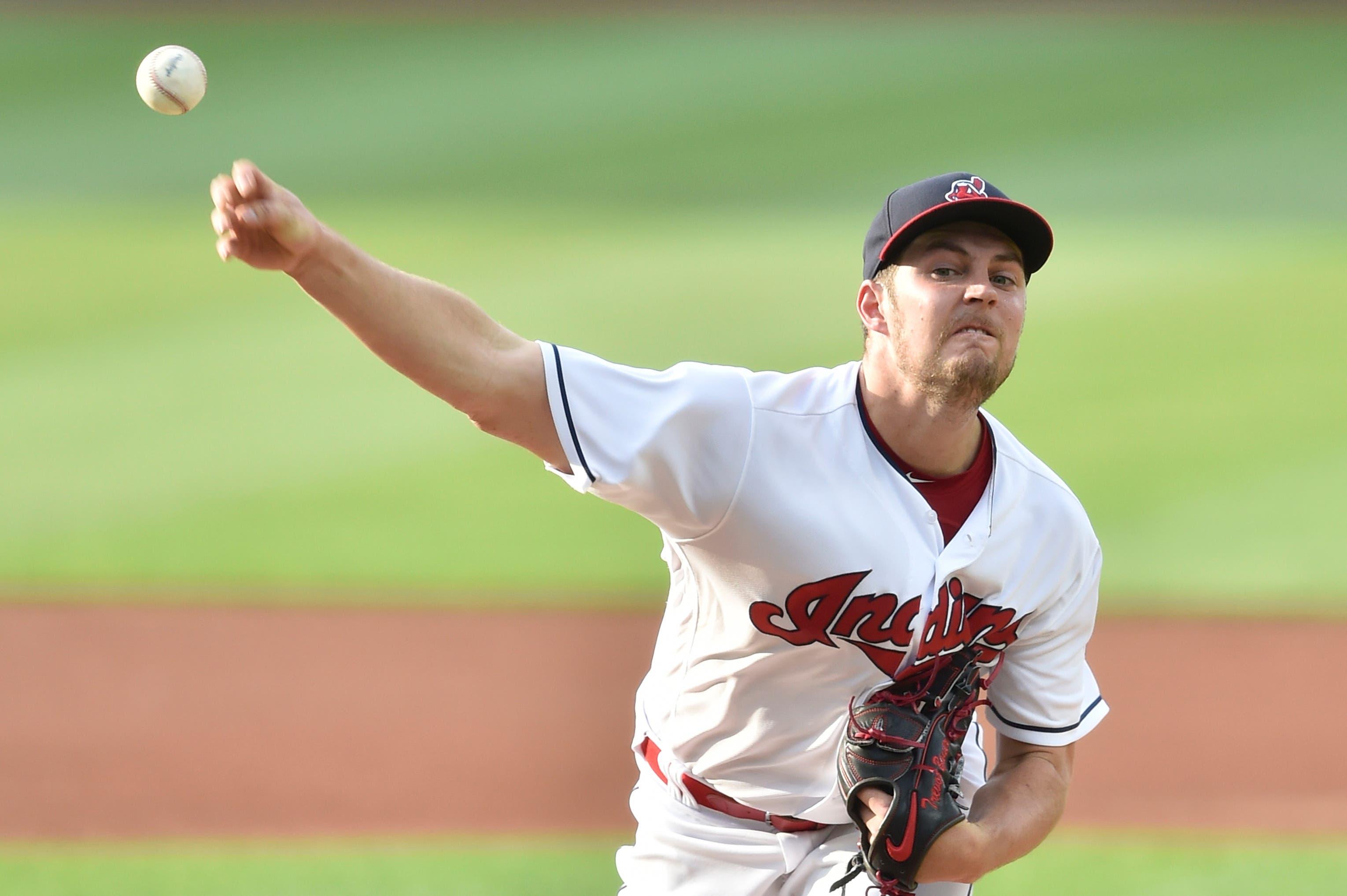 Cleveland Indians starting pitcher Trevor Bauer delivers in the first inning against the Chicago White Sox at Progressive Field. / David Richard/USA TODAY Sports