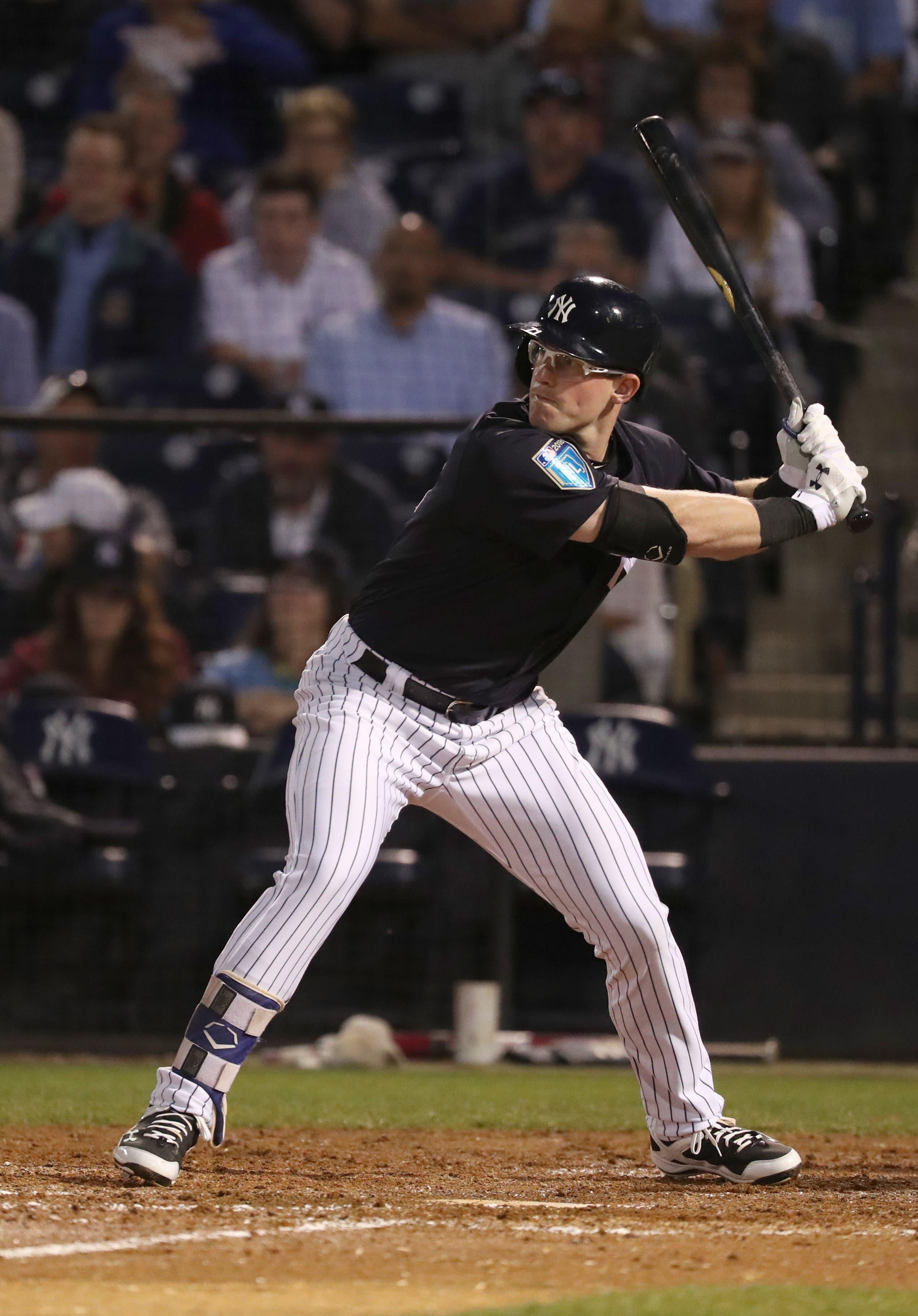 New York Yankees right fielder Billy McKinney at bat at George M. Steinbrenner Field. / Kim Klement/USA TODAY Sports