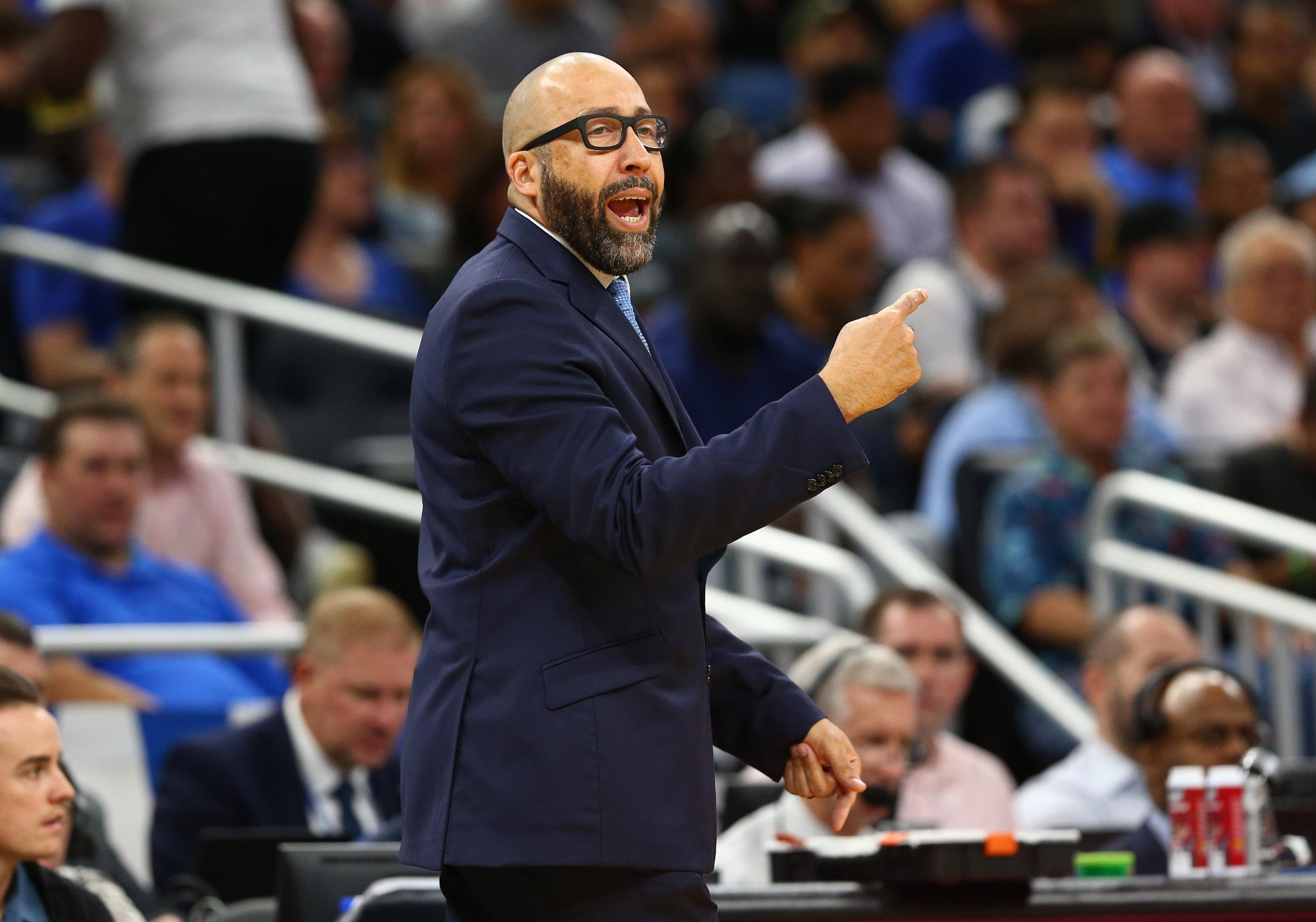 Oct 30, 2019; Orlando, FL, USA; New York Knicks head coach David Fizdale during the second half at Amway Center. Mandatory Credit: Kim Klement-USA TODAY Sports / Kim Klement