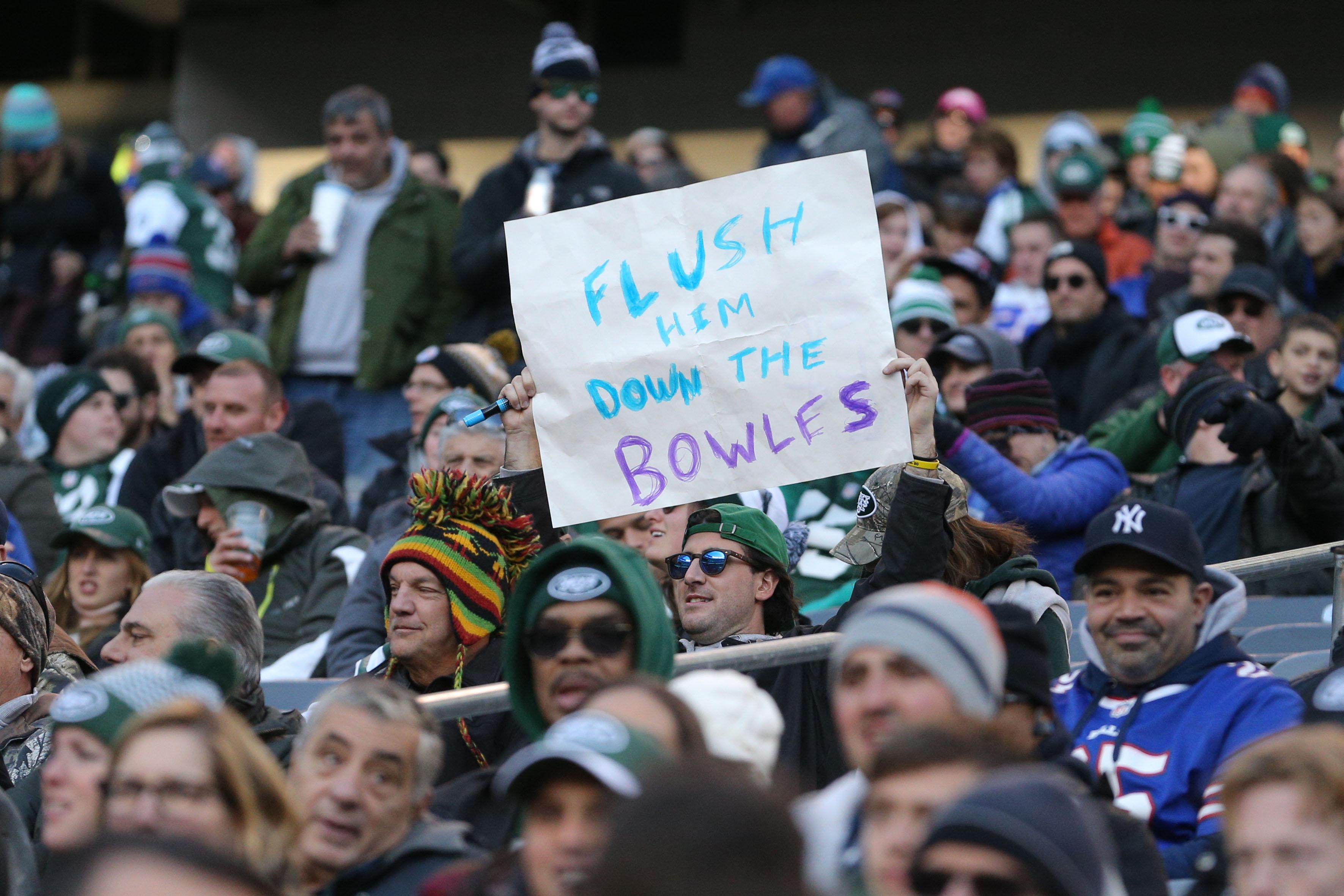 Fans react during the third quarter between the New York Jets and the Buffalo Bills at MetLife Stadium.