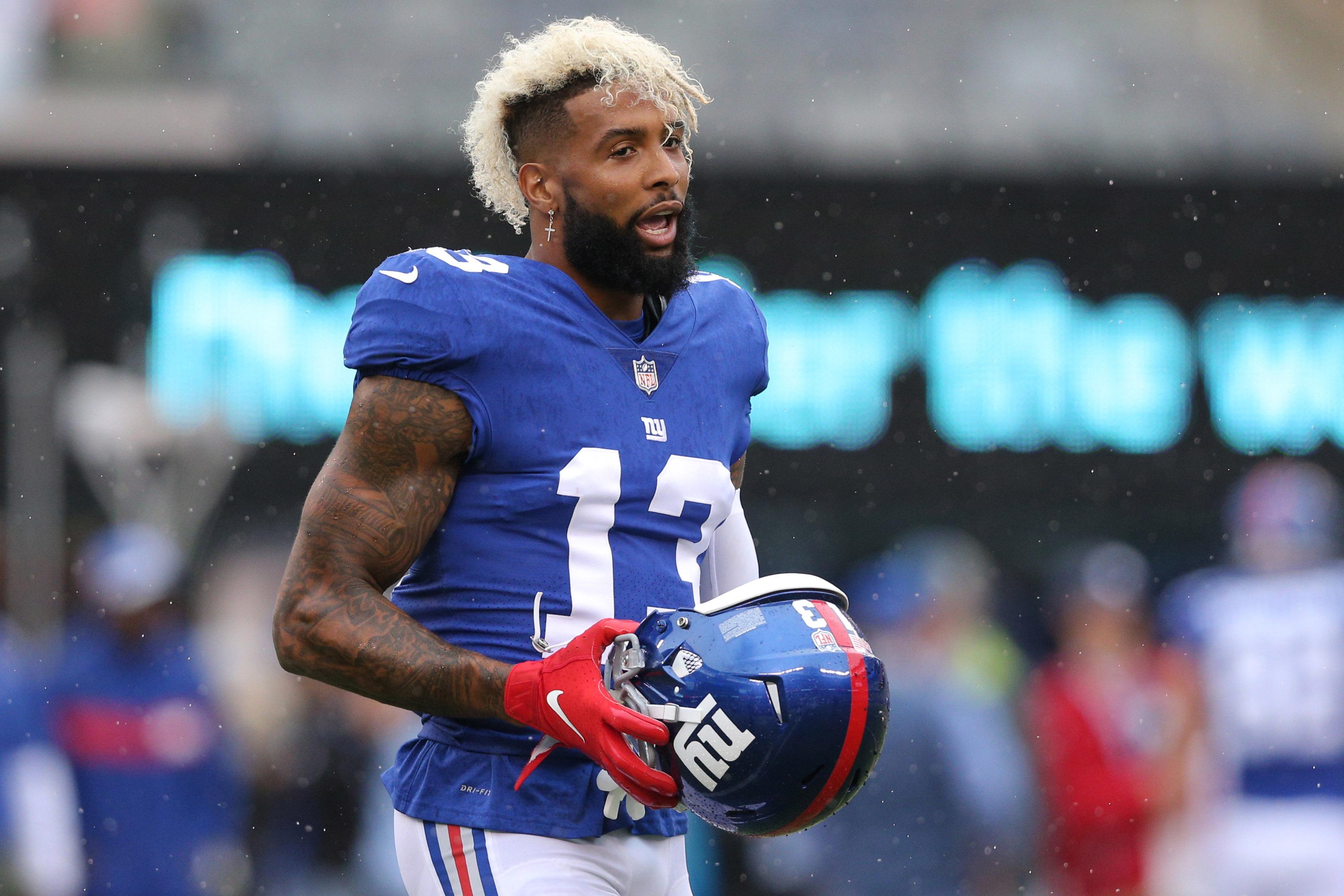 New York Giants wide receiver Odell Beckham Jr. during warmups before a game against the Jacksonville Jaguars at MetLife Stadium.