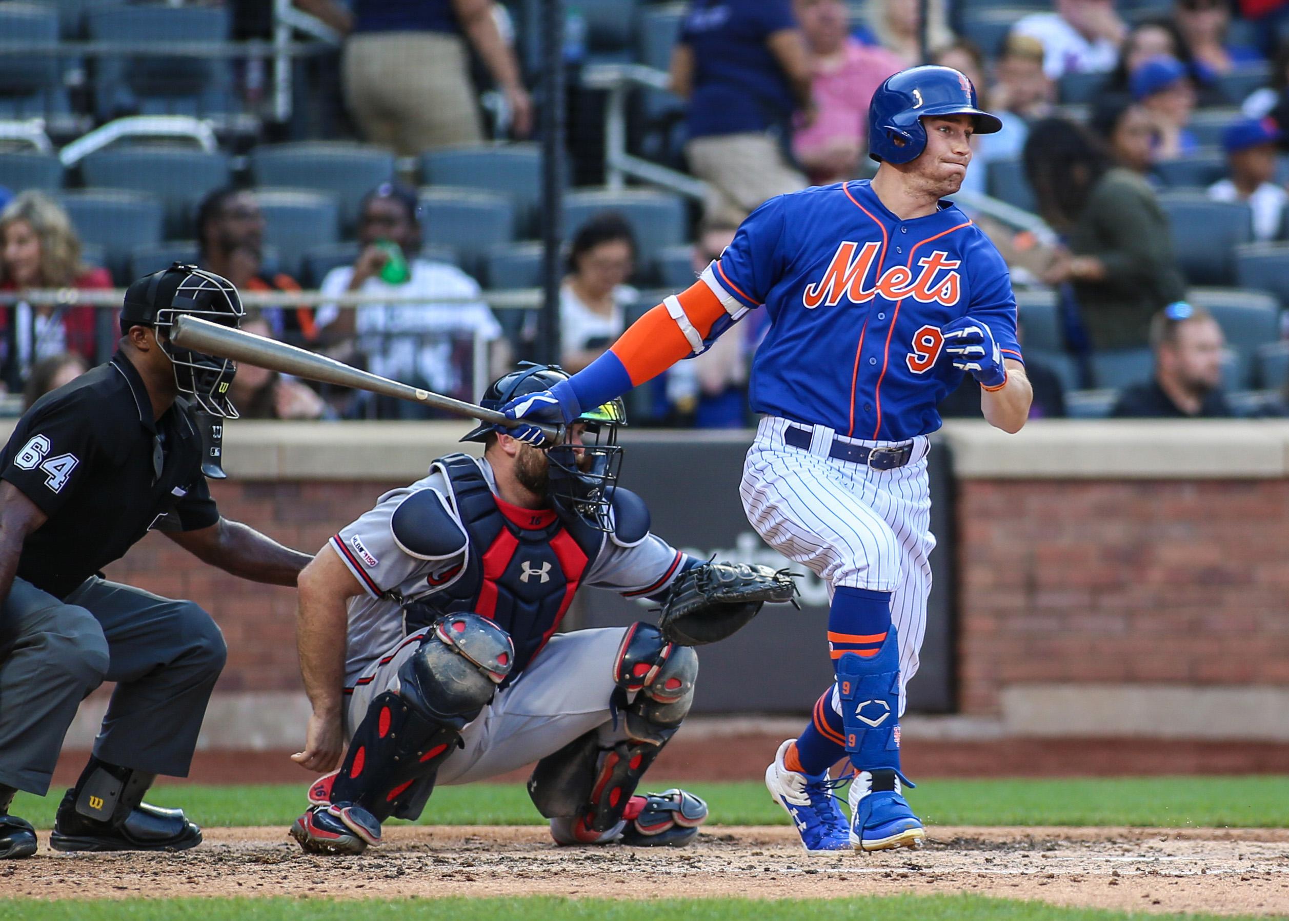 Sep 29, 2019; New York City, NY, USA; New York Mets center fielder Brandon Nimmo (9) at Citi Field. Mandatory Credit: Wendell Cruz-USA TODAY Sports