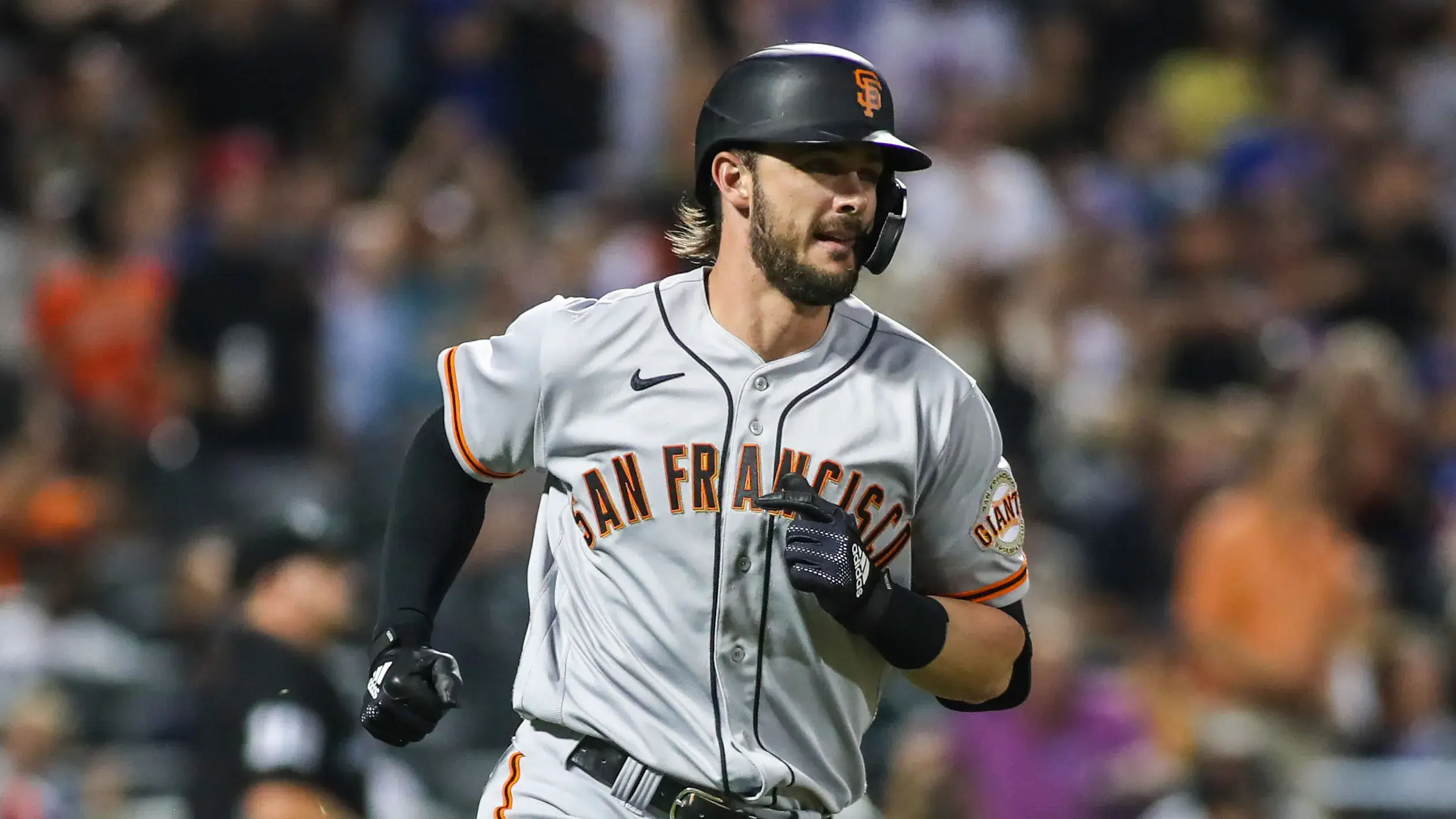 Aug 25, 2021; New York City, New York, USA; San Francisco Giants third baseman Kris Bryant (23) at Citi Field. / Wendell Cruz-USA TODAY Sports