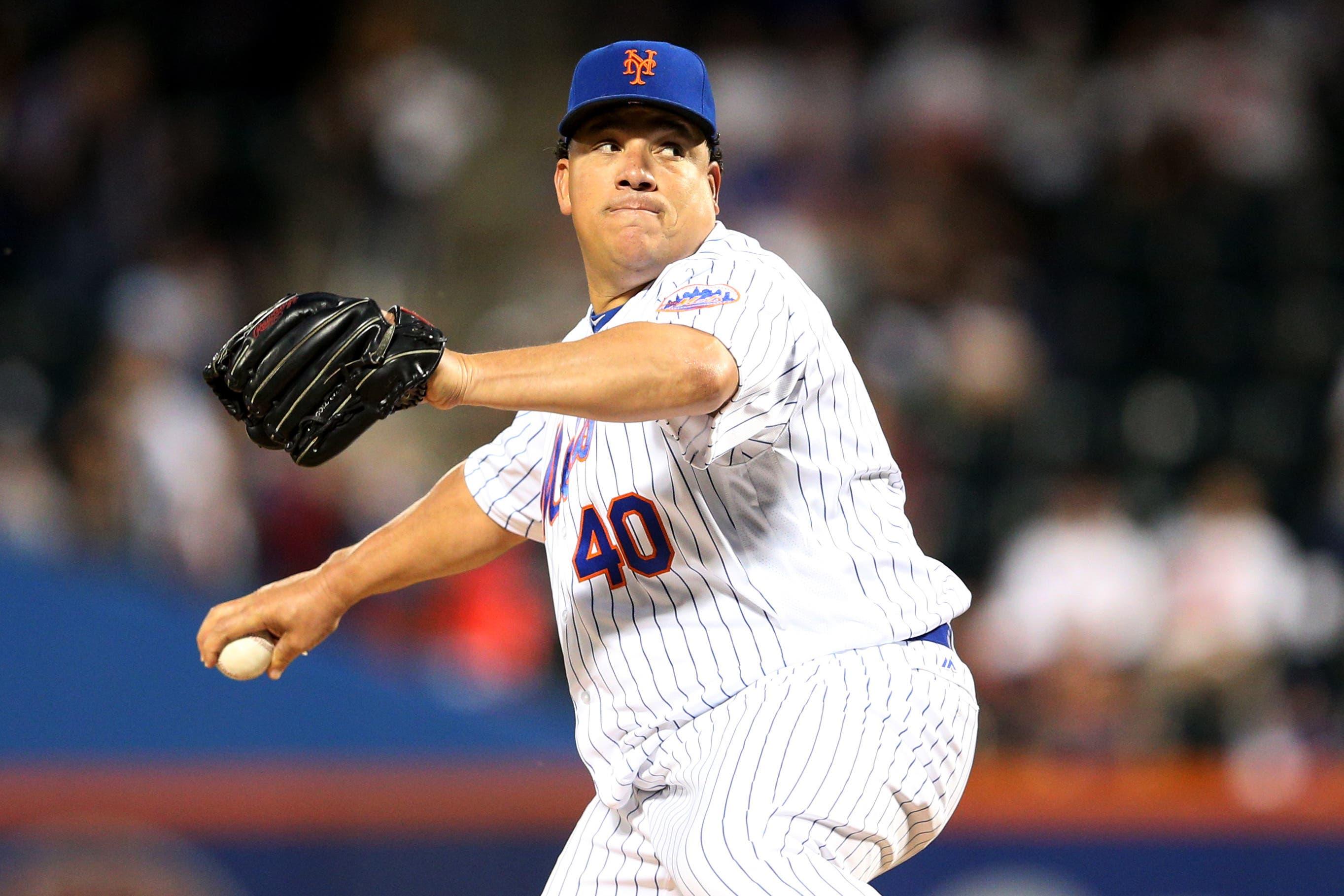 New York Mets starting pitcher Bartolo Colon (40) pitches against the Minnesota Twins during the first inning at Citi Field. / Brad Penner