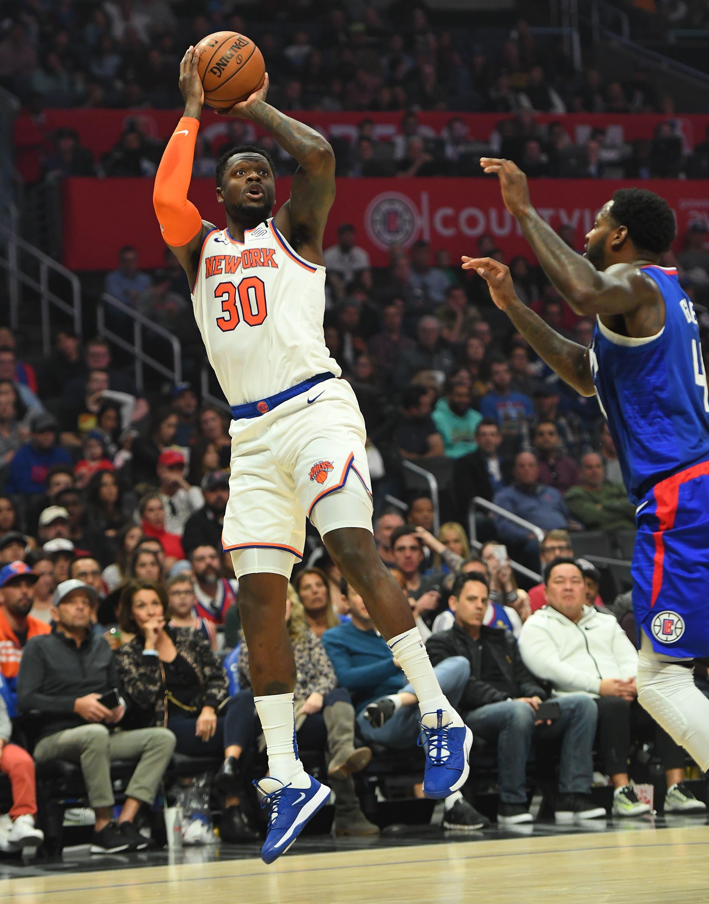 Jan 5, 2020; Los Angeles, California, USA; New York Knicks forward Julius Randle (30) goes up for a shot in the first half of the game against the Los Angeles Clippers at Staples Center. Mandatory Credit: Jayne Kamin-Oncea-USA TODAY Sportsundefined