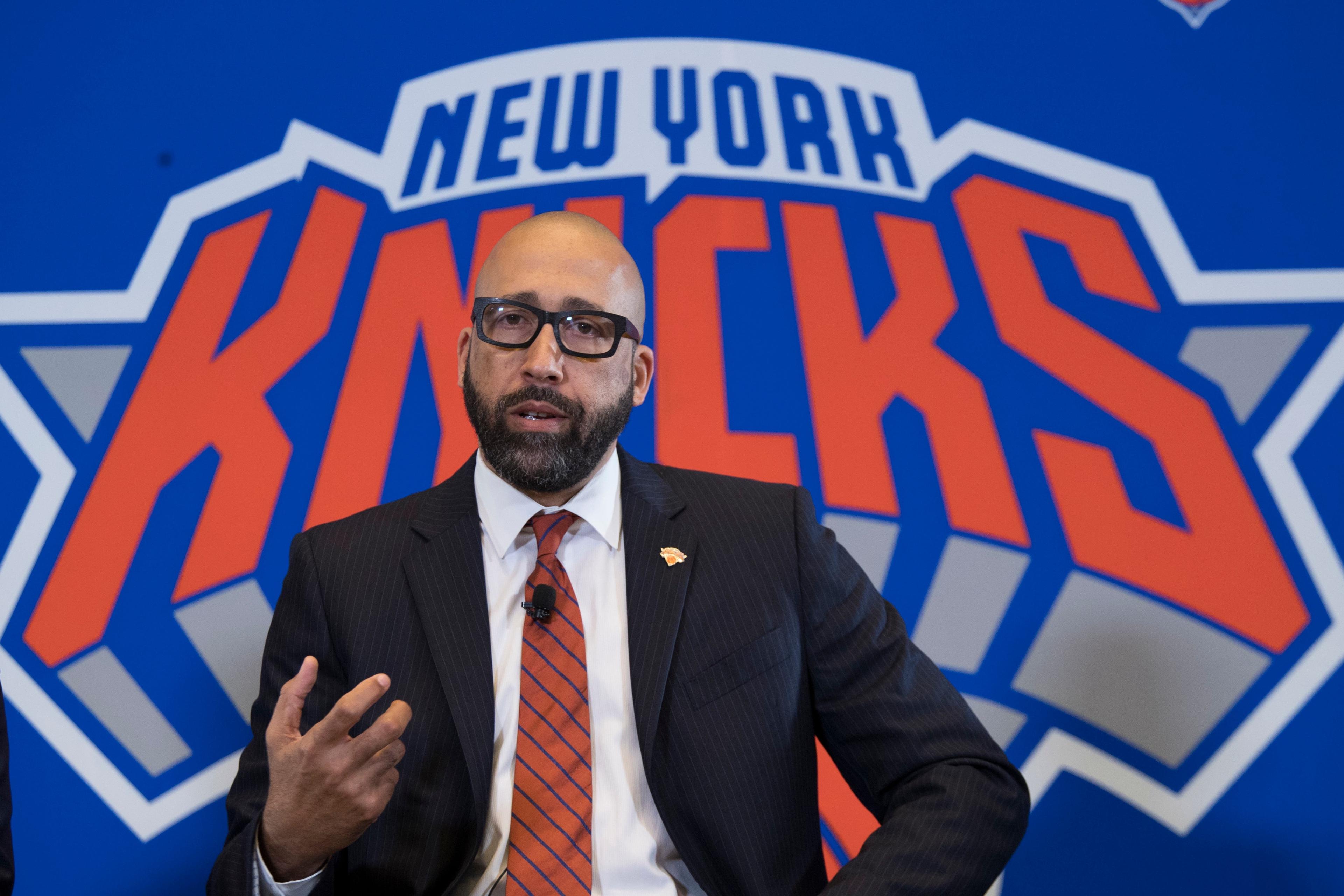 New York Knicks head coach David Fizdale speaks during a news conference, Tuesday, May 8, 2018, in New York. The Knicks hired Fizdale after agreeing to terms with the former Memphis Grizzlies coach last week. (AP Photo/Mary Altaffer) / Mary Altaffer/AP