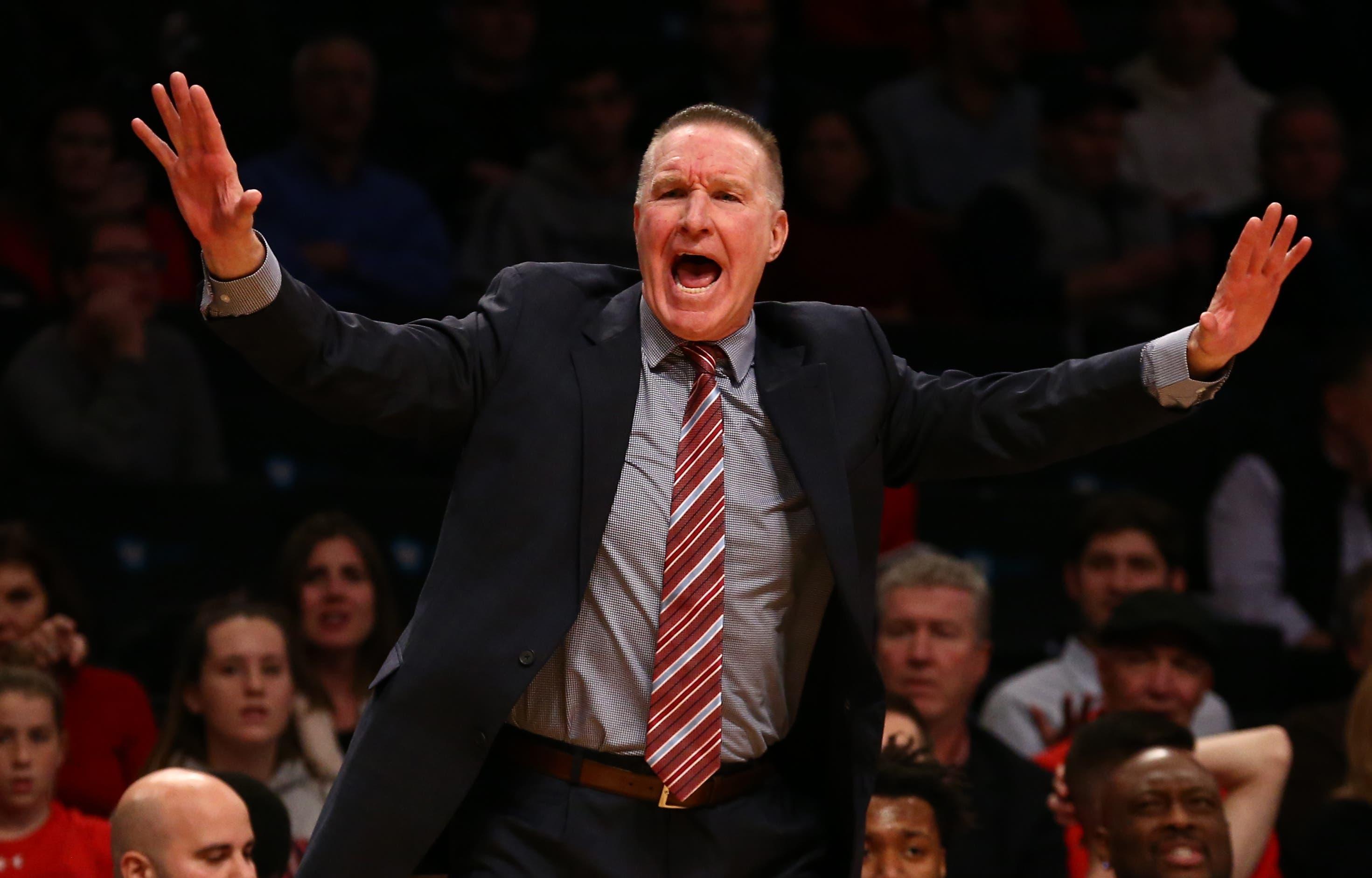 Nov 20, 2018; Brooklyn, NY, USA; St. John's Red Storm head coach Chris Mullin reacts against the Virginia Commonwealth Rams in the first half of the championship game of the Legends Classic at Barclays Center. Mandatory Credit: Nicole Sweet-USA TODAY Sports / Nicole Sweet