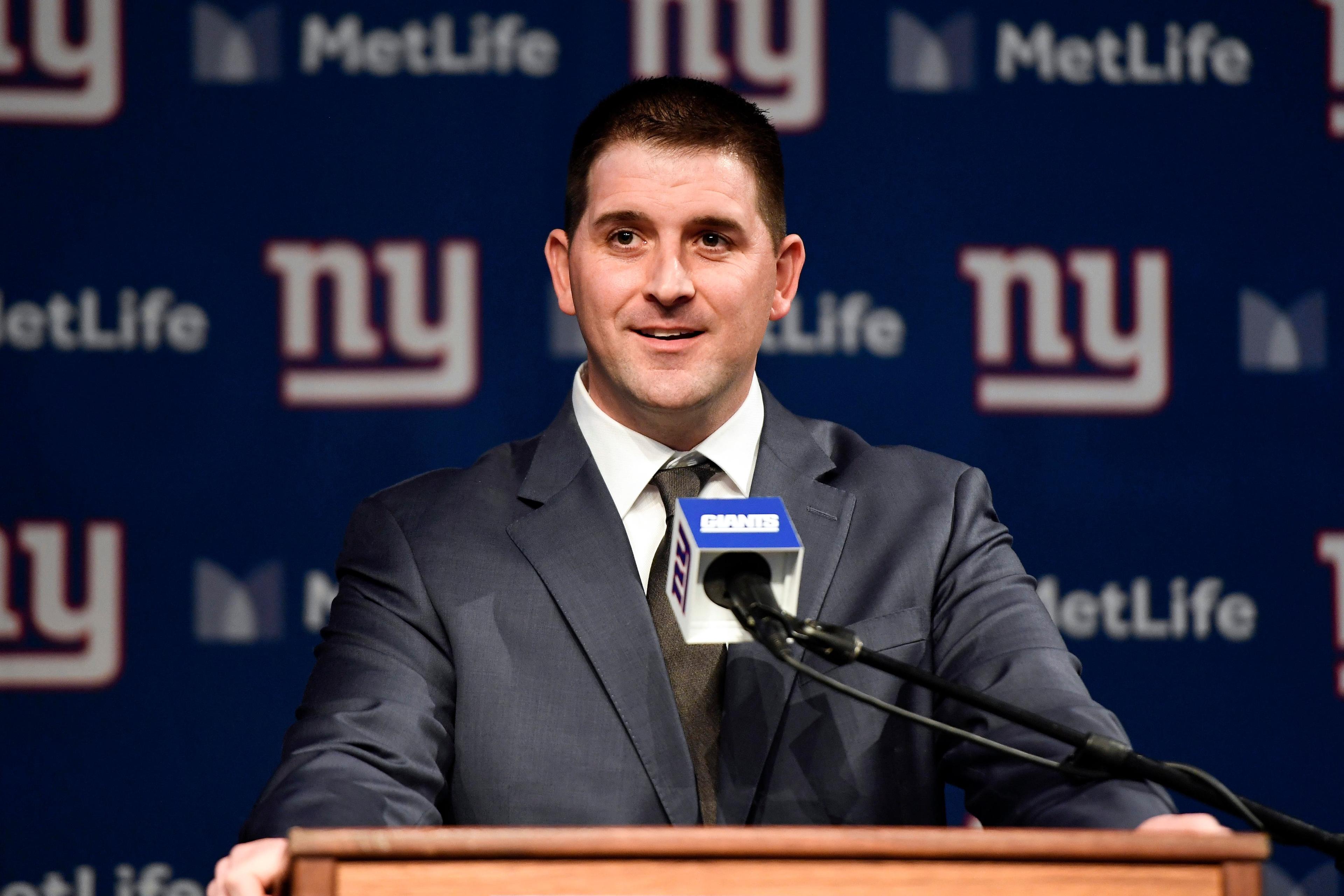 Jan 9, 2020; East Rutherford, New Jersey, USA; Introductory press conference of New York Giants new head coach Joe Judge at MetLife Stadium. Mandatory Credit: Danielle Parhizkaran-USA TODAY Sports / Danielle Parhizkaran