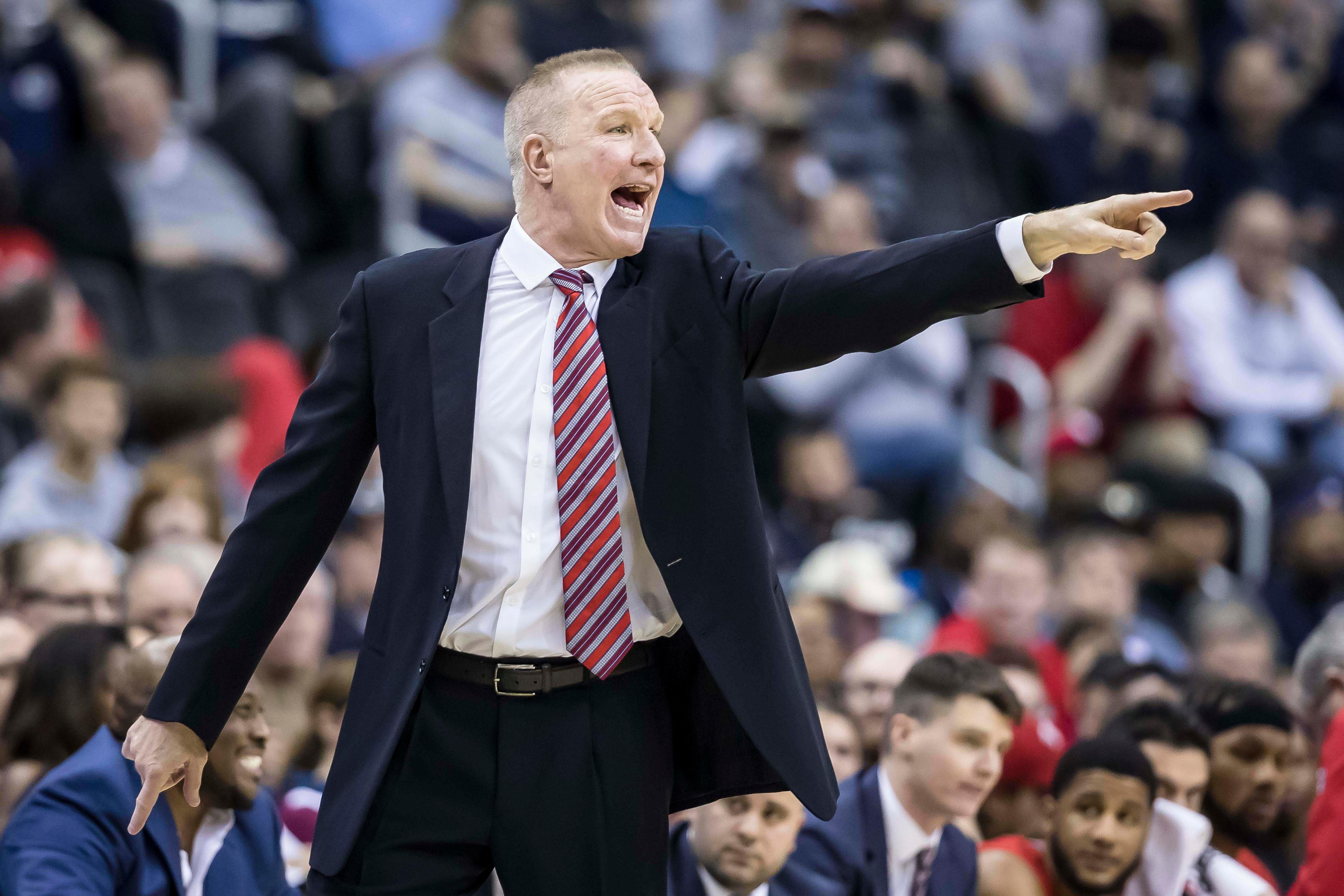 St. John's Red Storm head coach Chris Mullin reacts during the first half against the Georgetown Hoyas at Capital One Arena. / Scott Taetsch/USA TODAY Sports