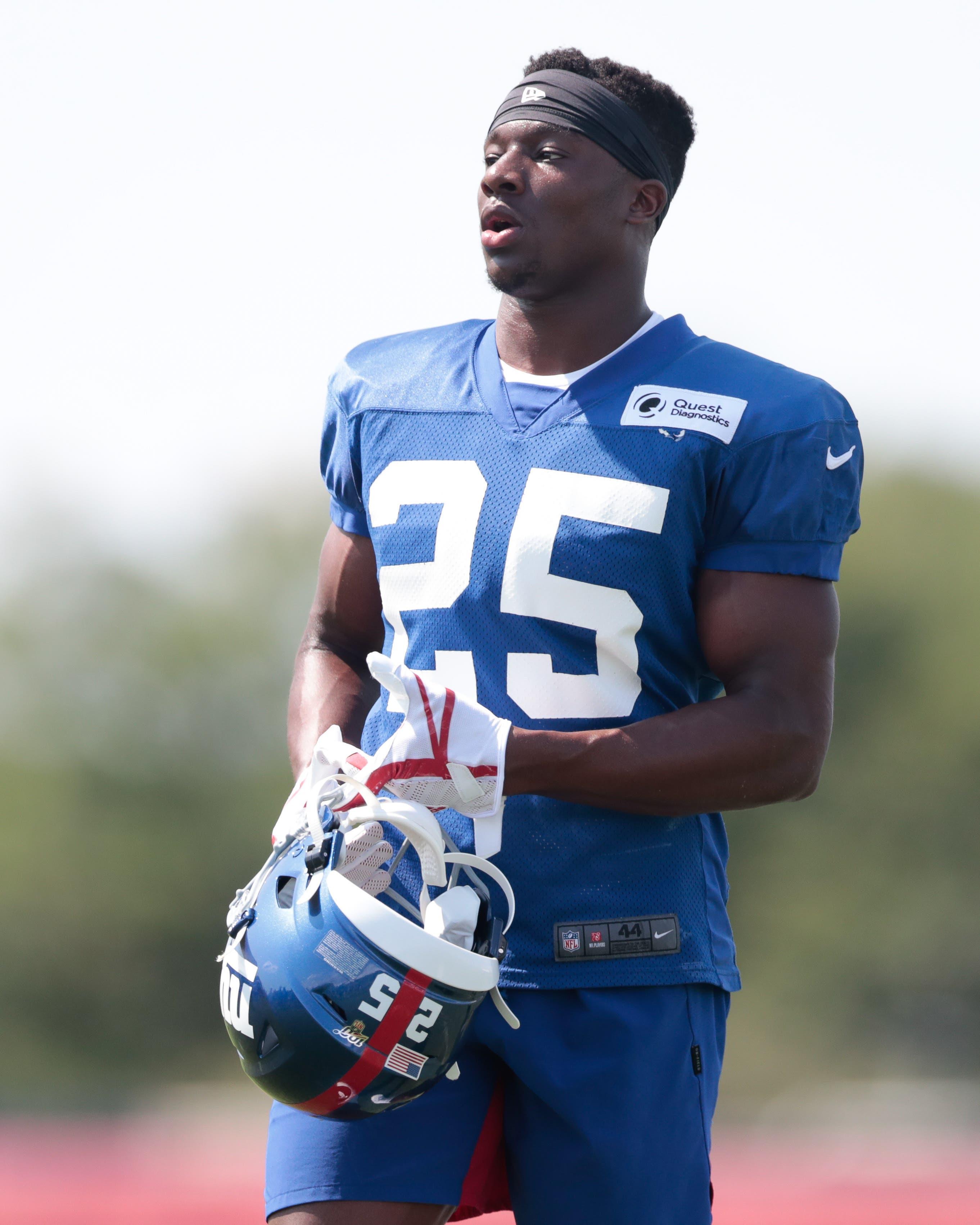 Jul 25, 2019; East Rutherford, NJ, USA; New York Giants defensive back Corey Ballentine (25) participates in drills during the first day of training camp at Quest Diagnostics Training Center. Mandatory Credit: Vincent Carchietta-USA TODAY Sports / Vincent Carchietta