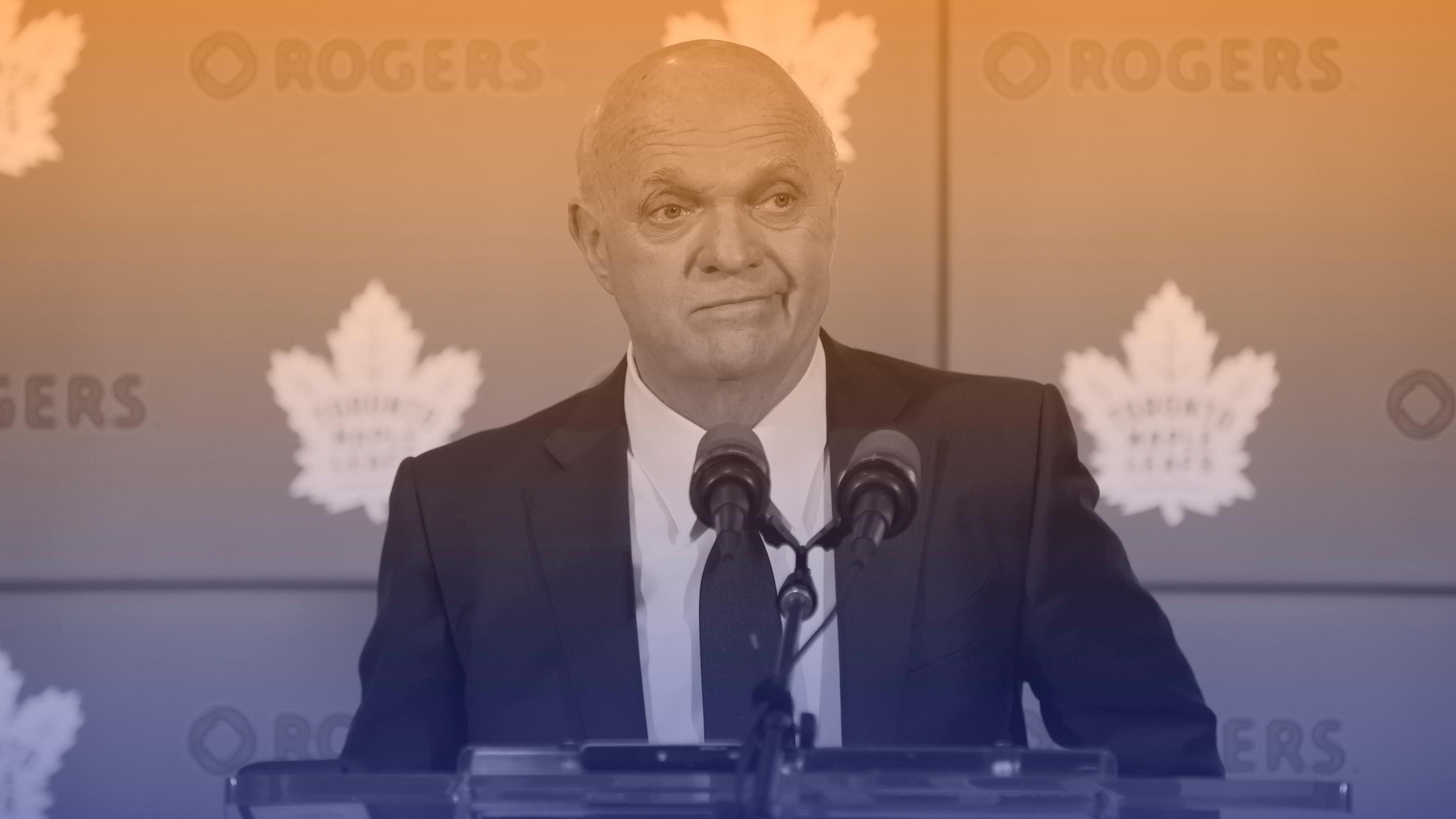 Toronto Maple Leafs NHL hockey general manager Lou Lamoriello speaks to reporters in Toronto, Friday, April 27, 2018. The Boston Bruins defeated the Maple Leafs in the first round of the playoffs. (Cole Burston/The Canadian Press via AP) / COLE BURSTON/AP