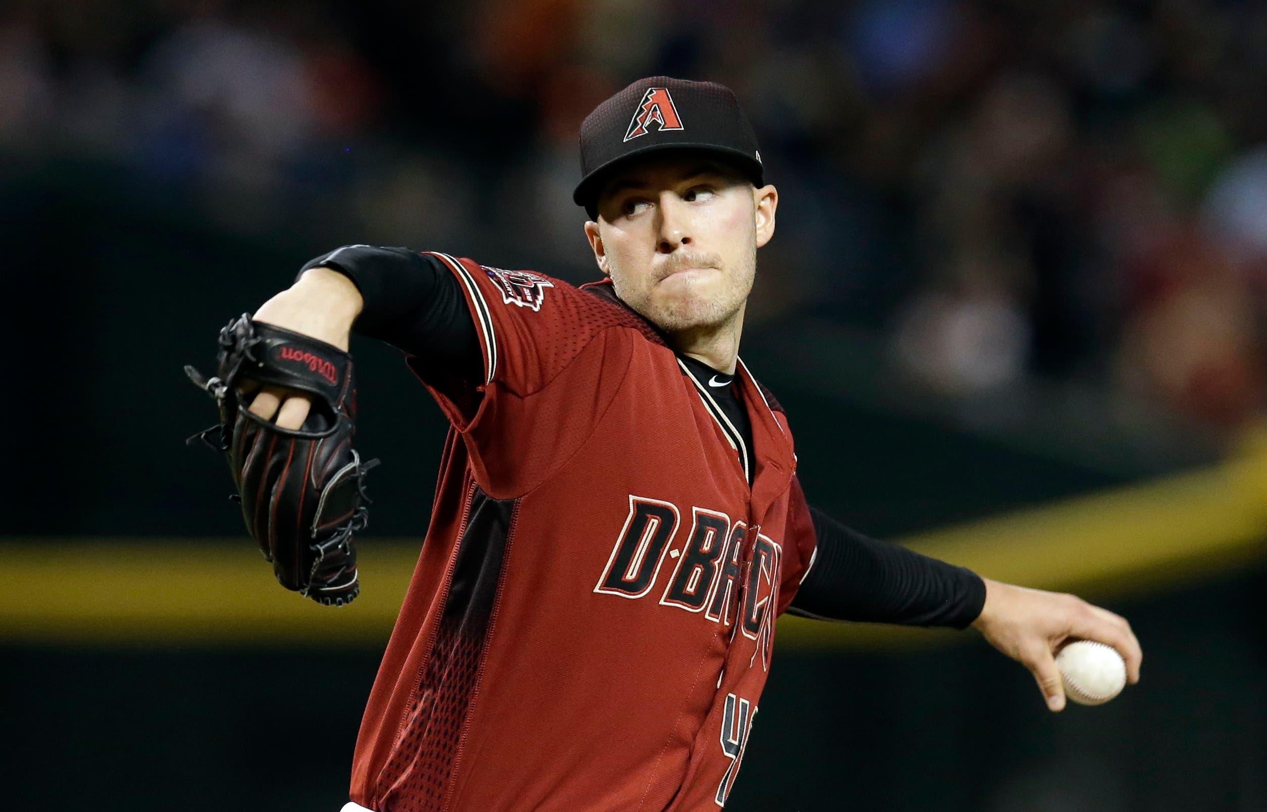 Apr 22, 2018; Phoenix, AZ, USA; Arizona Diamondbacks starting pitcher Patrick Corbin (46) throws in the first inning against the San Diego Padres at Chase Field. Mandatory Credit: Rick Scuteri-USA TODAY Sports / Rick Scuteri