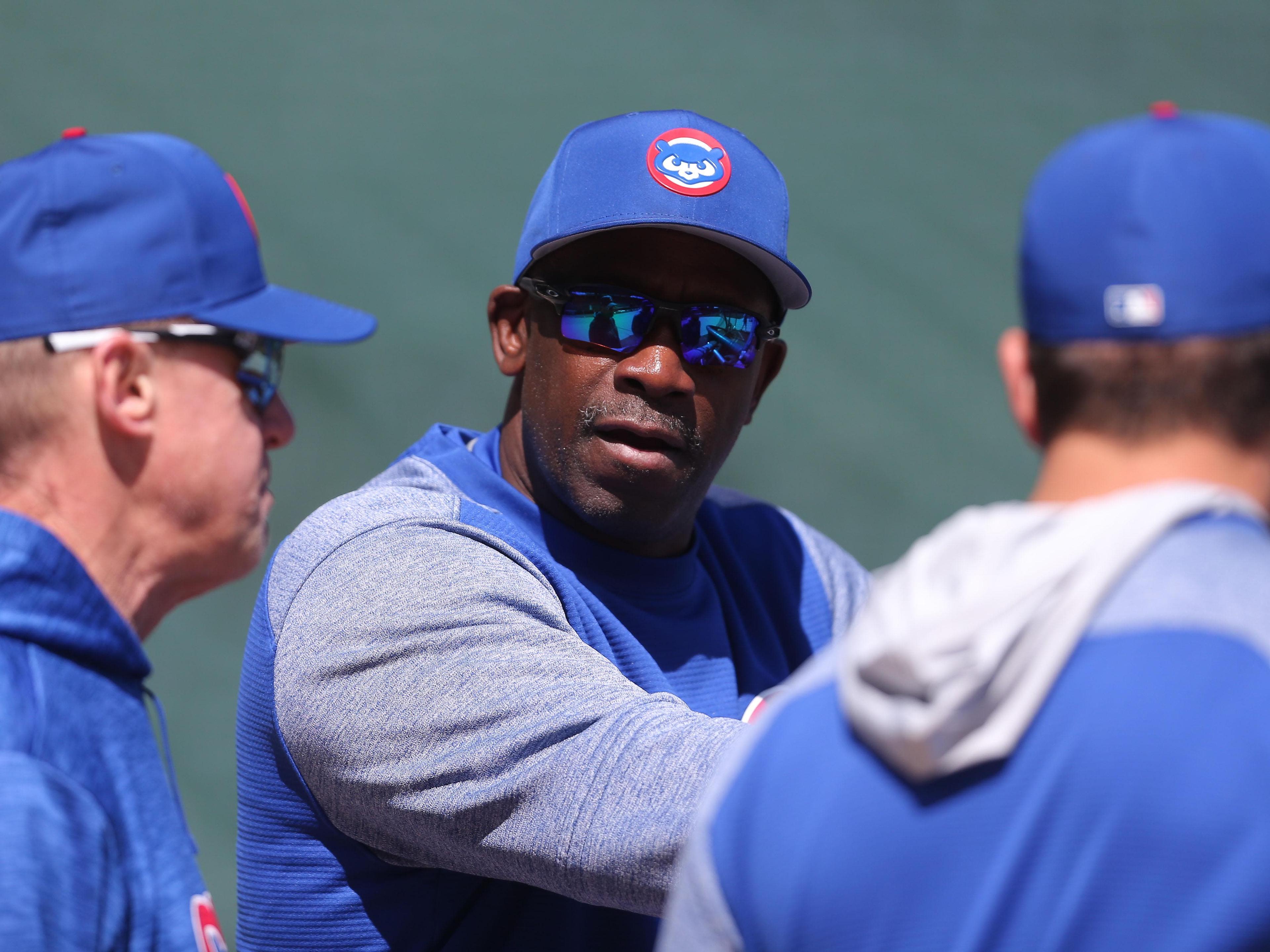 Apr 28, 2018; Chicago, IL, USA; Chicago Cubs hitting coach Chili Davis (30) during batting practice prior to a game against the Milwaukee Brewers at Wrigley Field. Mandatory Credit: Dennis Wierzbicki-USA TODAY Sports / Dennis Wierzbicki