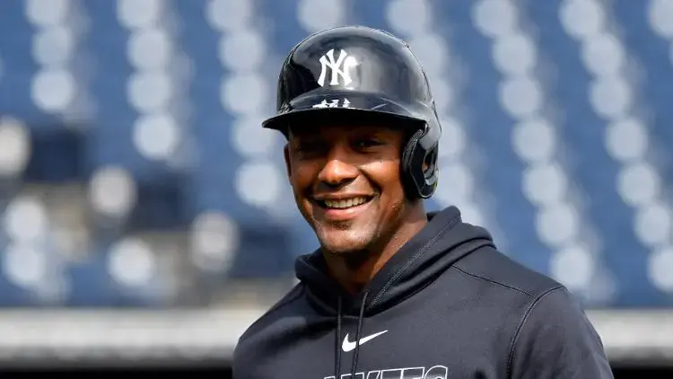 Feb 21, 2020; Tampa, Florida, USA; New York Yankees third baseman Miguel Andujar (41) looks on during spring training at George M. Steinbrenner Field. / Douglas DeFelice/USA TODAY Sports
