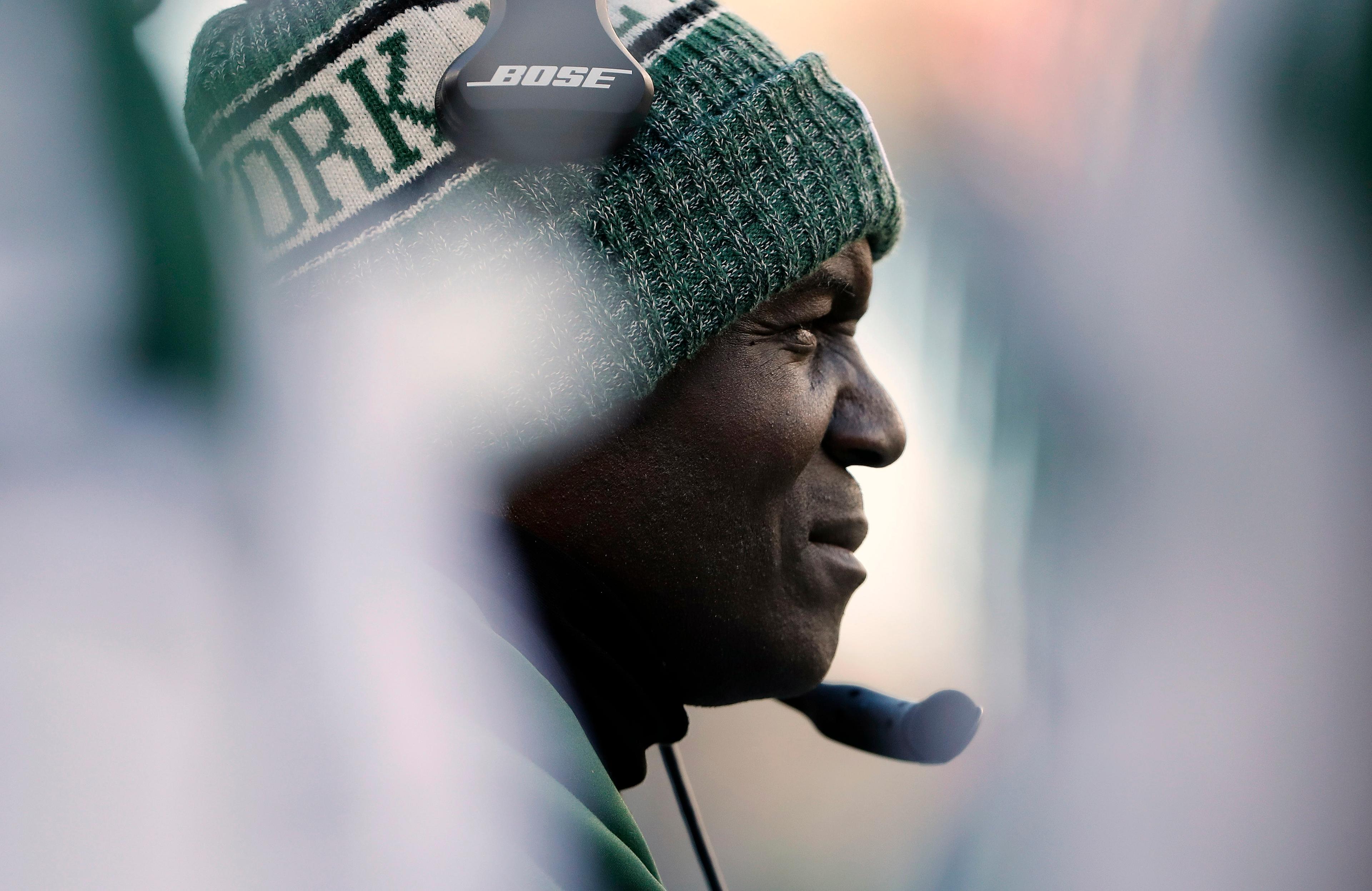 New York Jets head coach Todd Bowles looks on during the second half against the New England Patriots at Gillette Stadium.