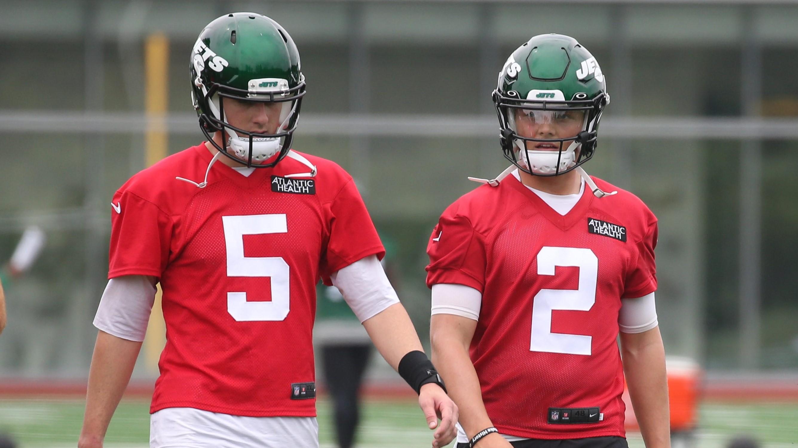 Quarterbacks Mike White and Zach Wilson participate in practice as the New York Jets held OTA's this morning at their practice facility in Florham Park, NJ on June 4, 2021. The New York Jets Held Ota S This Morning At Their Practice Facility In Florham Park Nj On June 4 2021 / Chris Pedota, NorthJersey.com via Imagn Content Services, LLC