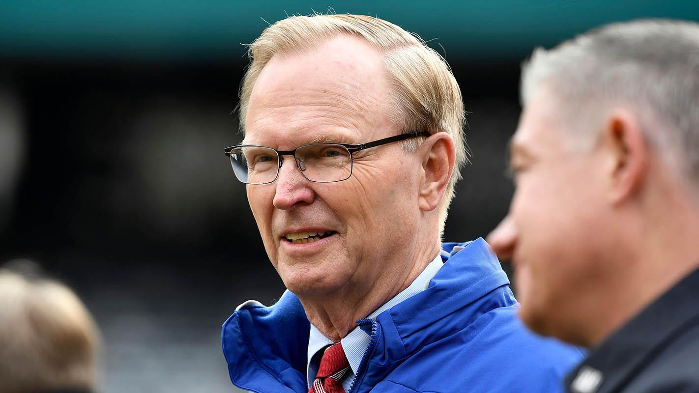 New York Giants co-owner and CEO John Mara on the field before the Giants face the New York Jets on Sunday, Nov. 10, 2019, in East Rutherford. / Danielle Parhizkaran/NorthJersey.com, North Jersey Record via Imagn Content Services, LLC