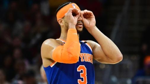 New York Knicks guard Josh Hart (3) reacts after a basket during the second half against the Cleveland Cavaliers at Rocket Mortgage FieldHouse / Ken Blaze - USA TODAY Sports