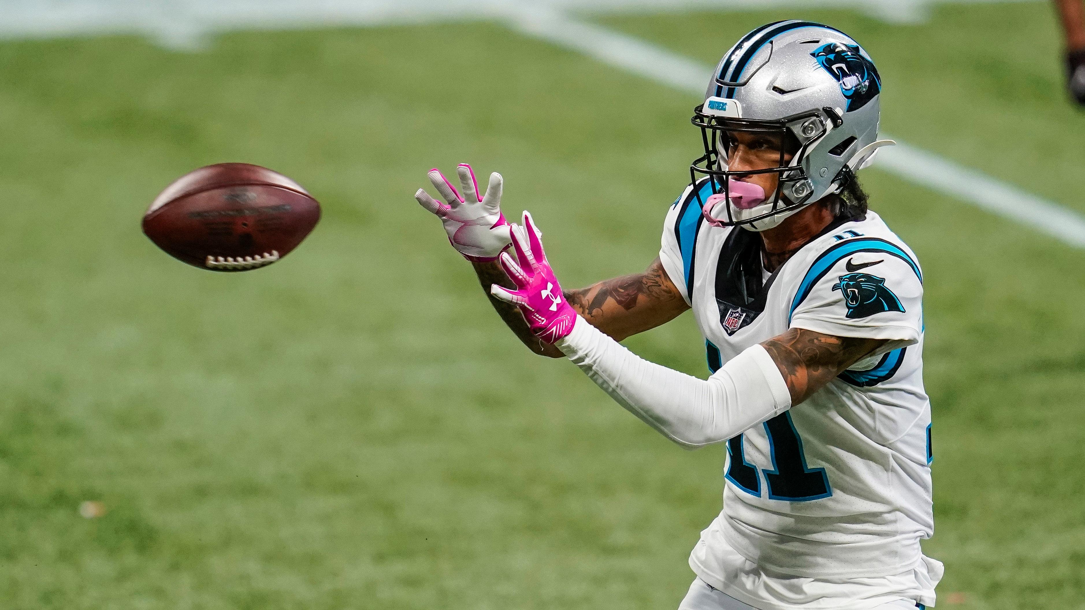 Robby Anderson looks ball into gloves vs. Falcons / USA TODAY