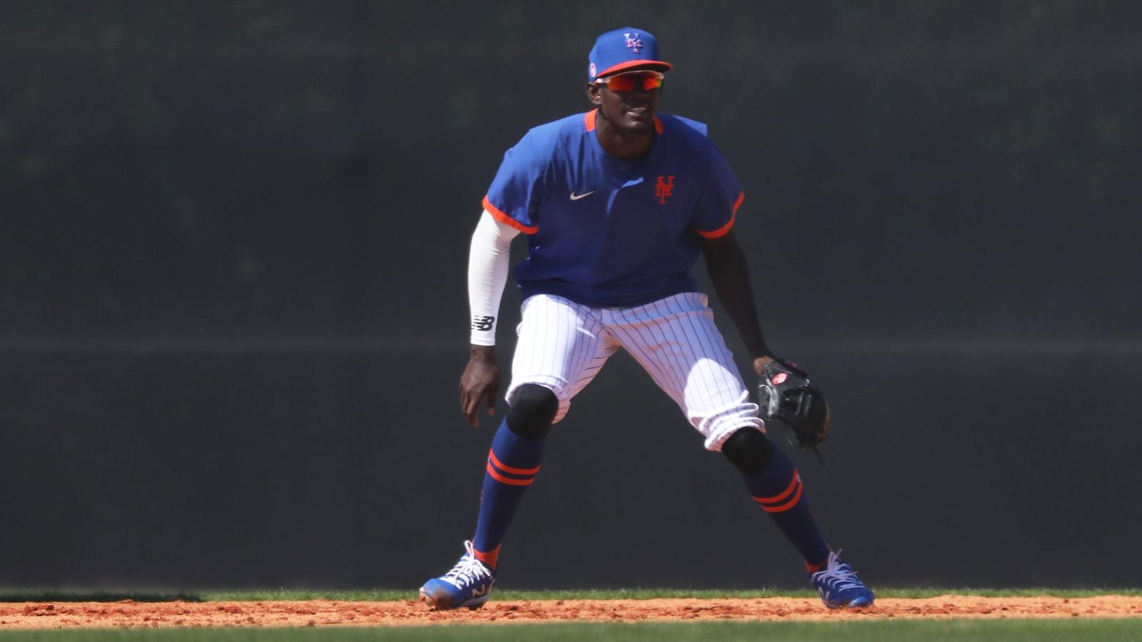 Mets prospect Ronny Mauricio in the field at 2021 spring training in Port St. Lucie, Fla. / Rob Carbuccia/SNY