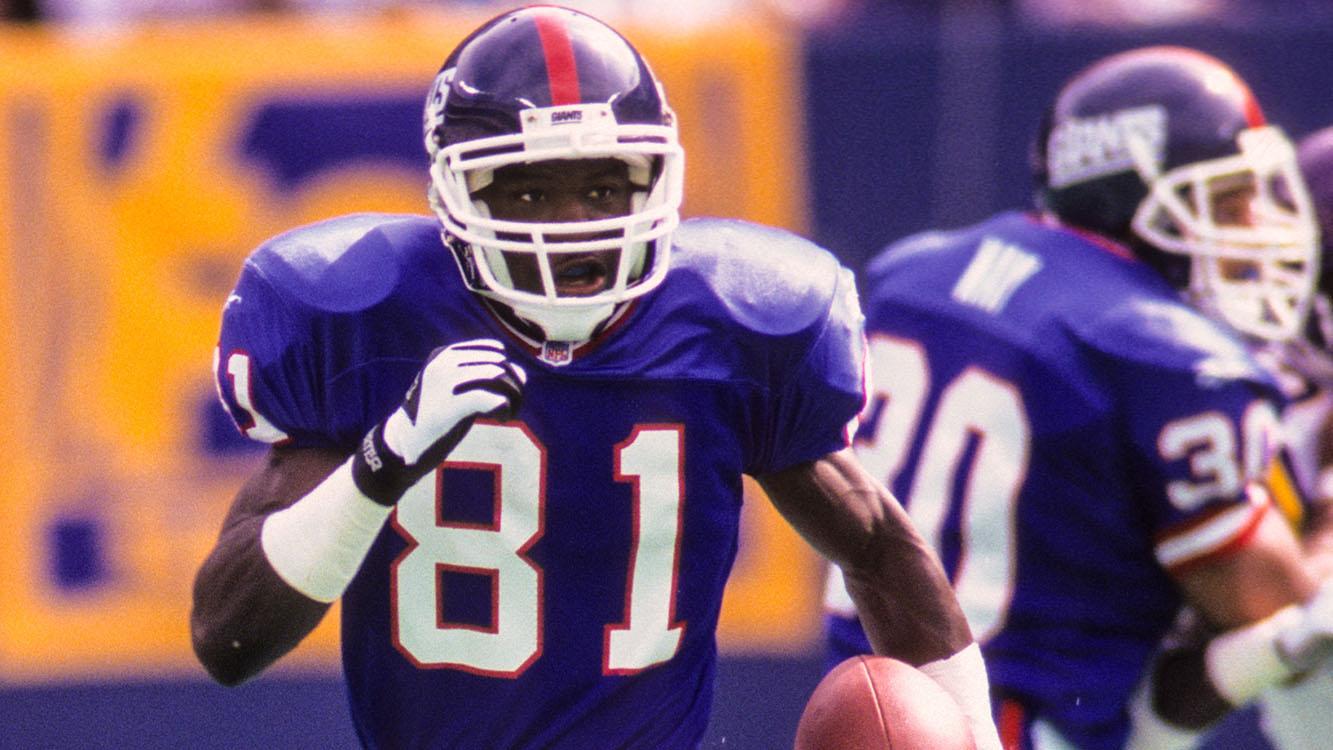 Sep 29, 1996; East Rutherford, NJ, USA; FILE PHOTO; New York Giants receiver Thomas Lewis (81) in action against the Minnesota Vikings at Giants Stadium. / Lou Capozzola-USA TODAY Sports