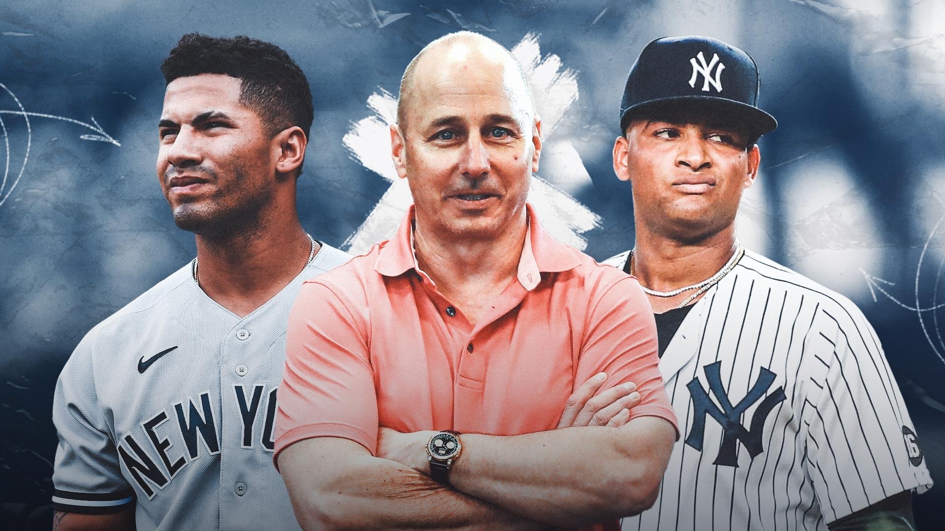 Gleyber Torres/Brian Cashman/Luis Gil / USA TODAY Sports/Treated by SNY