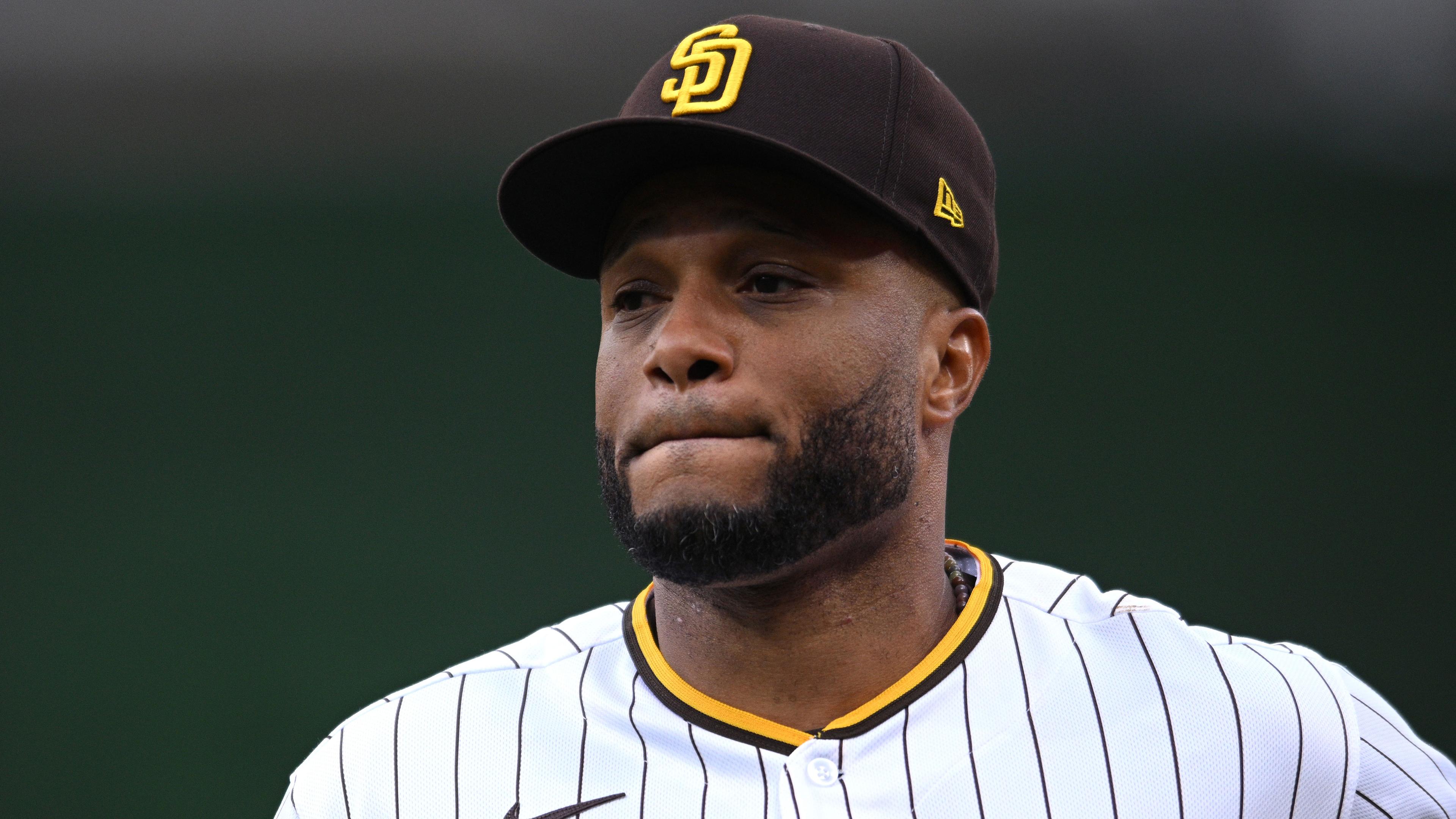 May 23, 2022; San Diego, California, USA; San Diego Padres second baseman Robinson Cano (24) looks on before the game against the Milwaukee Brewers at Petco Park / Orlando Ramirez-USA TODAY Sports