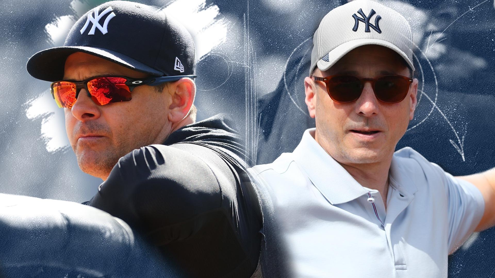 Yankees manager Aaron Boone and GM Brian Cashman / USA TODAY Sports/SNY Treated Image