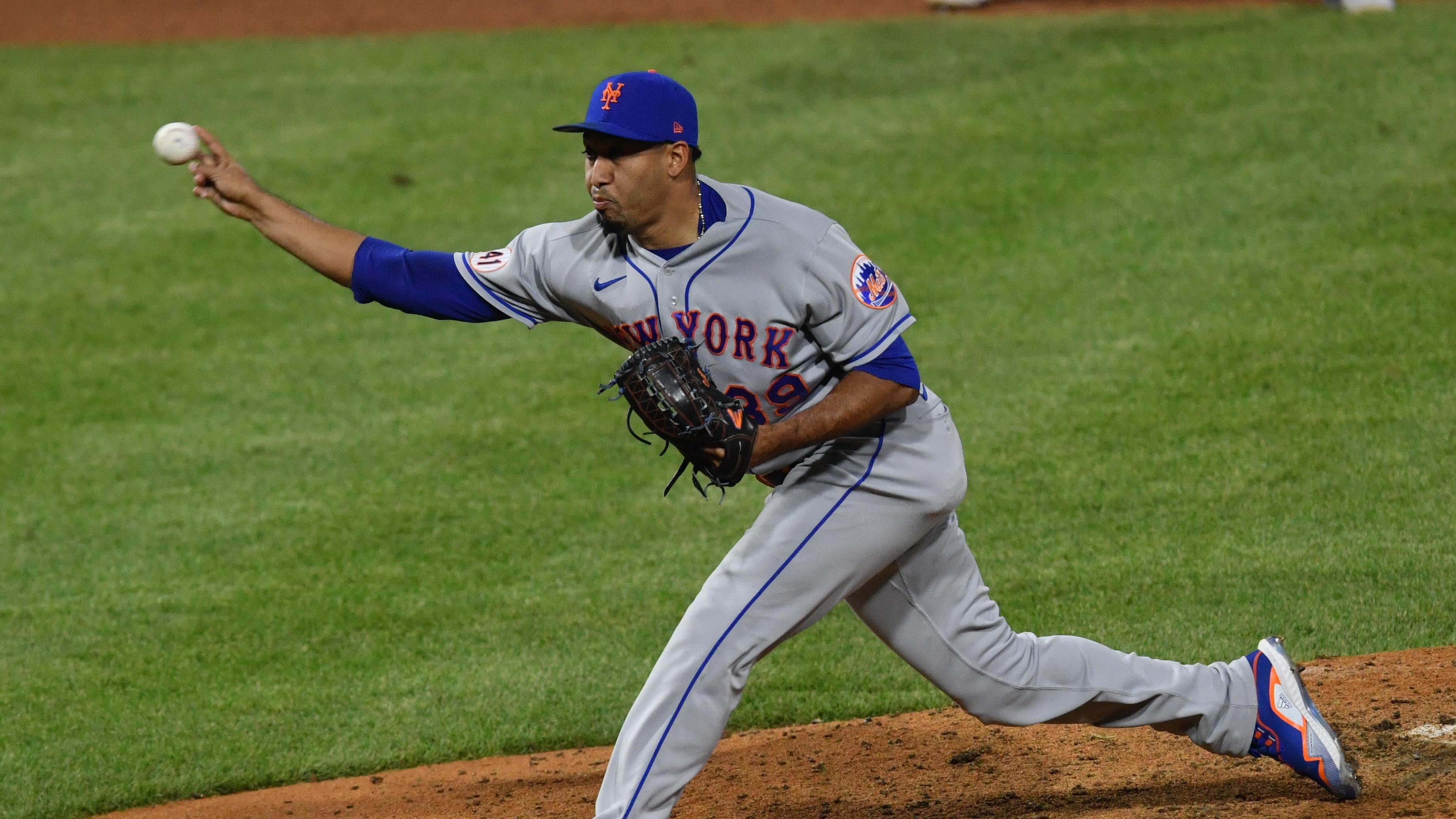 May 2, 2021; Philadelphia, Pennsylvania, USA; New York Mets relief pitcher Edwin Diaz (39) throws a pitch in the ninth inning against the Philadelphia Phillies at Citizens Bank Park. Mandatory Credit: Kyle Ross-USA TODAY Sports / © Kyle Ross-USA TODAY Sports