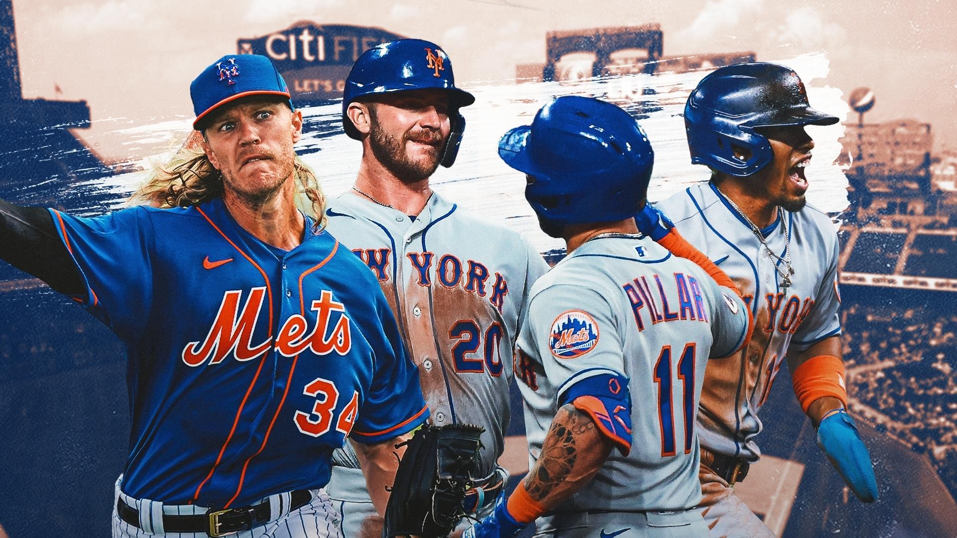 Noah Syndergaard, Pete Alonso, Kevin Pillar, and Francisco Lindor / USA TODAY Sports/SNY Treated Image