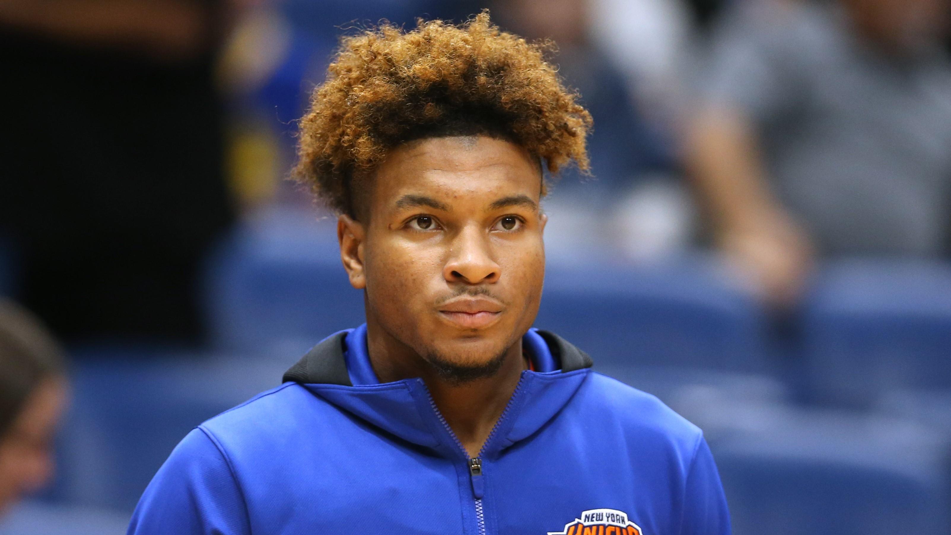 Oct 30, 2021; New Orleans, Louisiana, USA; New York Knicks guard Miles McBride (2) before their game against the New Orleans Pelicans at the Smoothie King Center. Mandatory Credit: Chuck Cook-USA TODAY Sports / Chuck Cook-USA TODAY Sports
