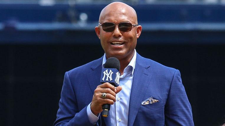 Aug 17, 2019; Bronx, NY, USA; New York Yankees former pitcher and Hall of Fame member Mariano Rivera with his wife Clara Rivera at Yankee Stadium. / Wendell Cruz-USA TODAY Sports