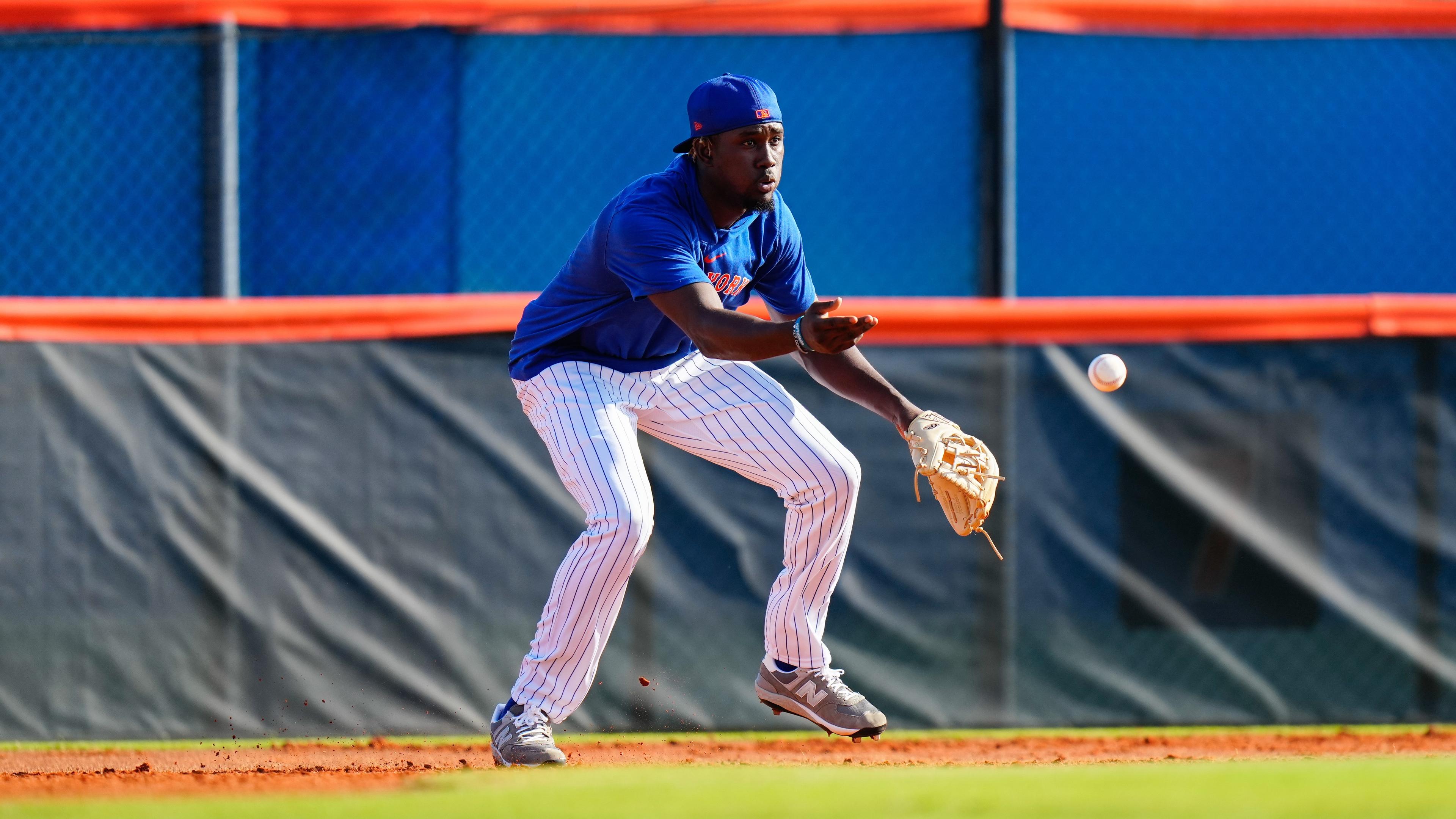 Feb 17, 2023; Port St. Lucie, FL, USA; New York Mets shortstop Ronny Mauricio (60) during spring training workouts. Mandatory Credit: Rich Storry-USA TODAY Sports / © Rich Storry-USA TODAY Sports