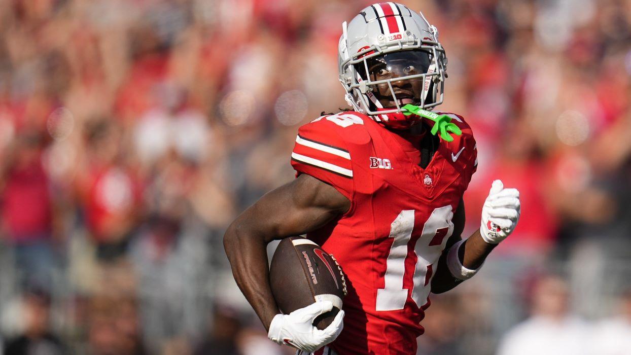 Ohio State wide receiver Marvin Harrison Jr. could be the first non-quarterback selected in the 2024 NFL Draft. / Adam Cairns / USA TODAY NETWORK