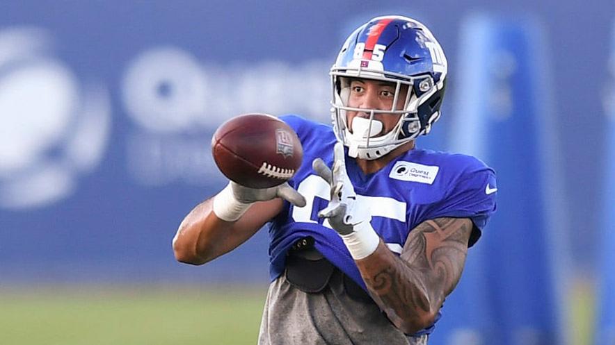 New York Giants tight end Levine Toilolo (85) catches the ball during training camp at Quest Diagnostics Training Center on Tuesday, August 18, 2020. Ny Giants Training Cam / USA TODAY Sports