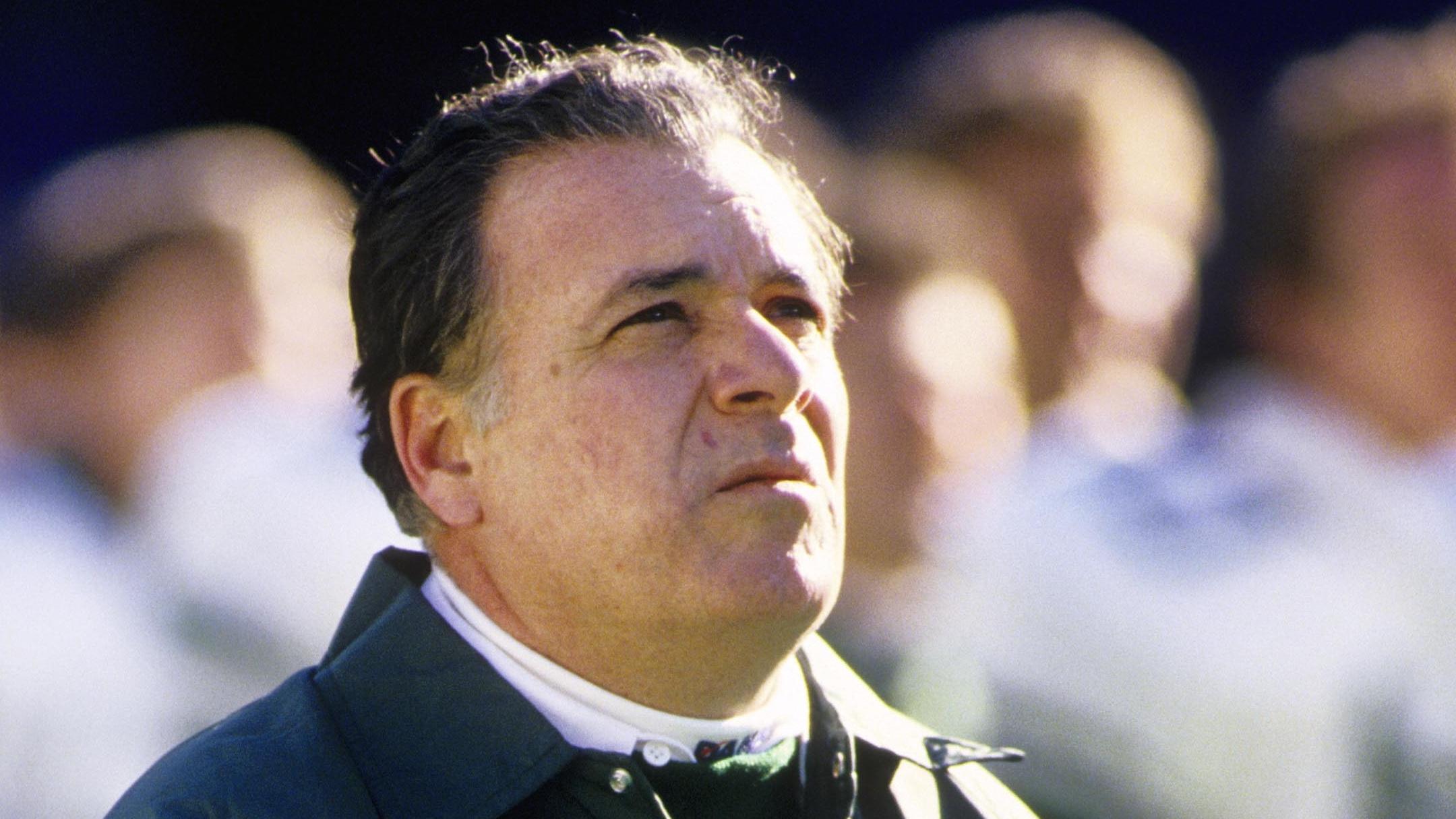 Jan 3, 1987; Cleveland, OH, USA; FILE PHOTO; New York Jets head coach Joe Walton on the sideline against the Cleveland Browns during the 1986 AFC Divisional Playoff Game at Cleveland Stadium. The Browns won 23-20. / © Manny Rubio-USA TODAY Sports