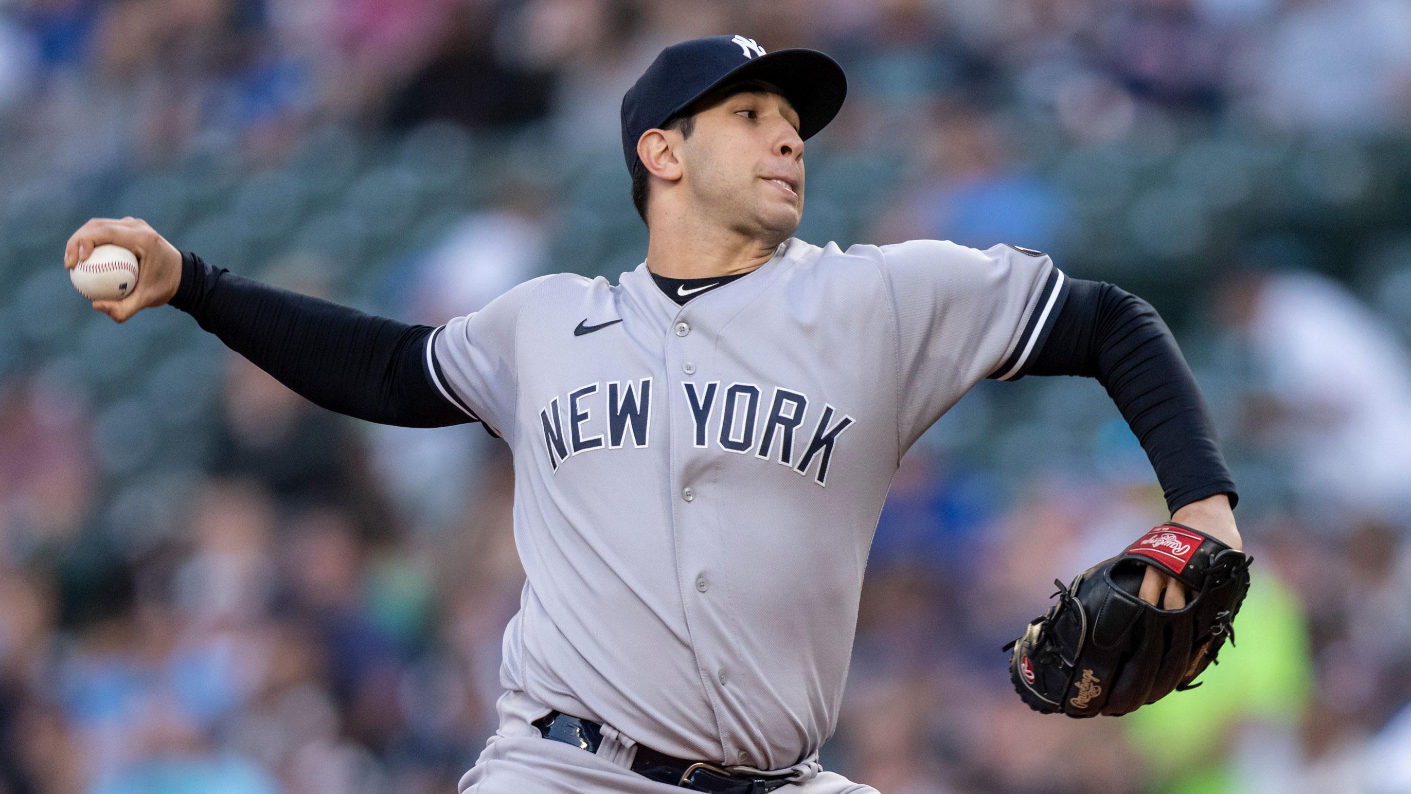 Jul 7, 2021; Seattle, Washington, USA; New York Yankees reliever Luis Cessa (85) delivers a pitch during a game against the Seattle Mariners at T-Mobile Park. The Yankees won 5-4. / Stephen Brashear-USA TODAY Sports