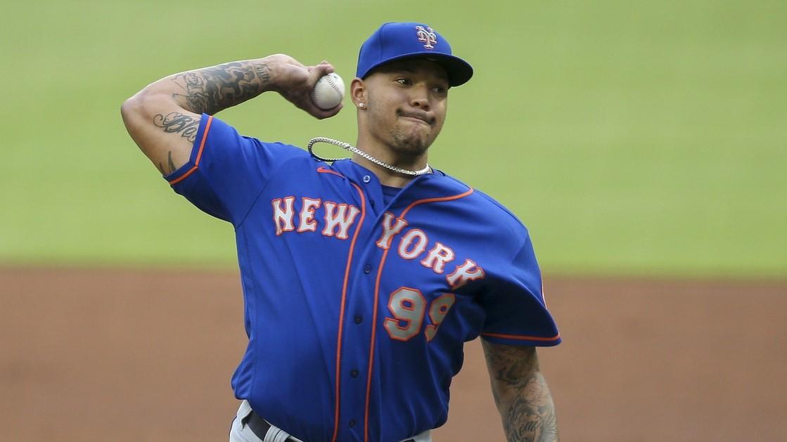 May 17, 2021; Atlanta, Georgia, USA; New York Mets starting pitcher Taijuan Walker (99) throws a pitch against the Atlanta Braves in the second inning at Truist Park. / Brett Davis-USA TODAY Sports