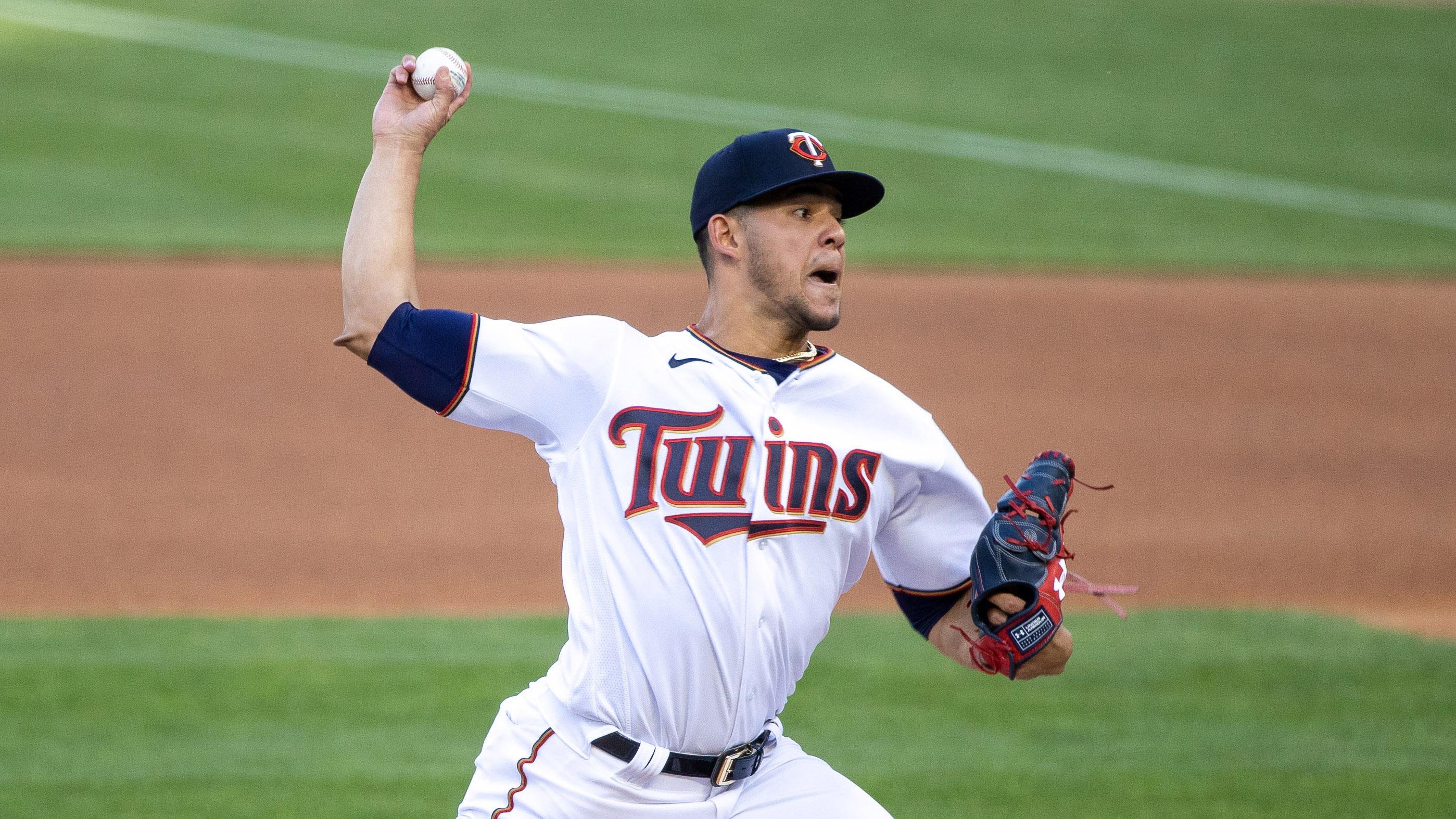 May 25, 2021; Minneapolis, Minnesota, USA; Minnesota Twins starting pitcher Jose Berrios (17) pitches during the first inning against the Baltimore Orioles at Target Field. / Jordan Johnson-USA TODAY Sports