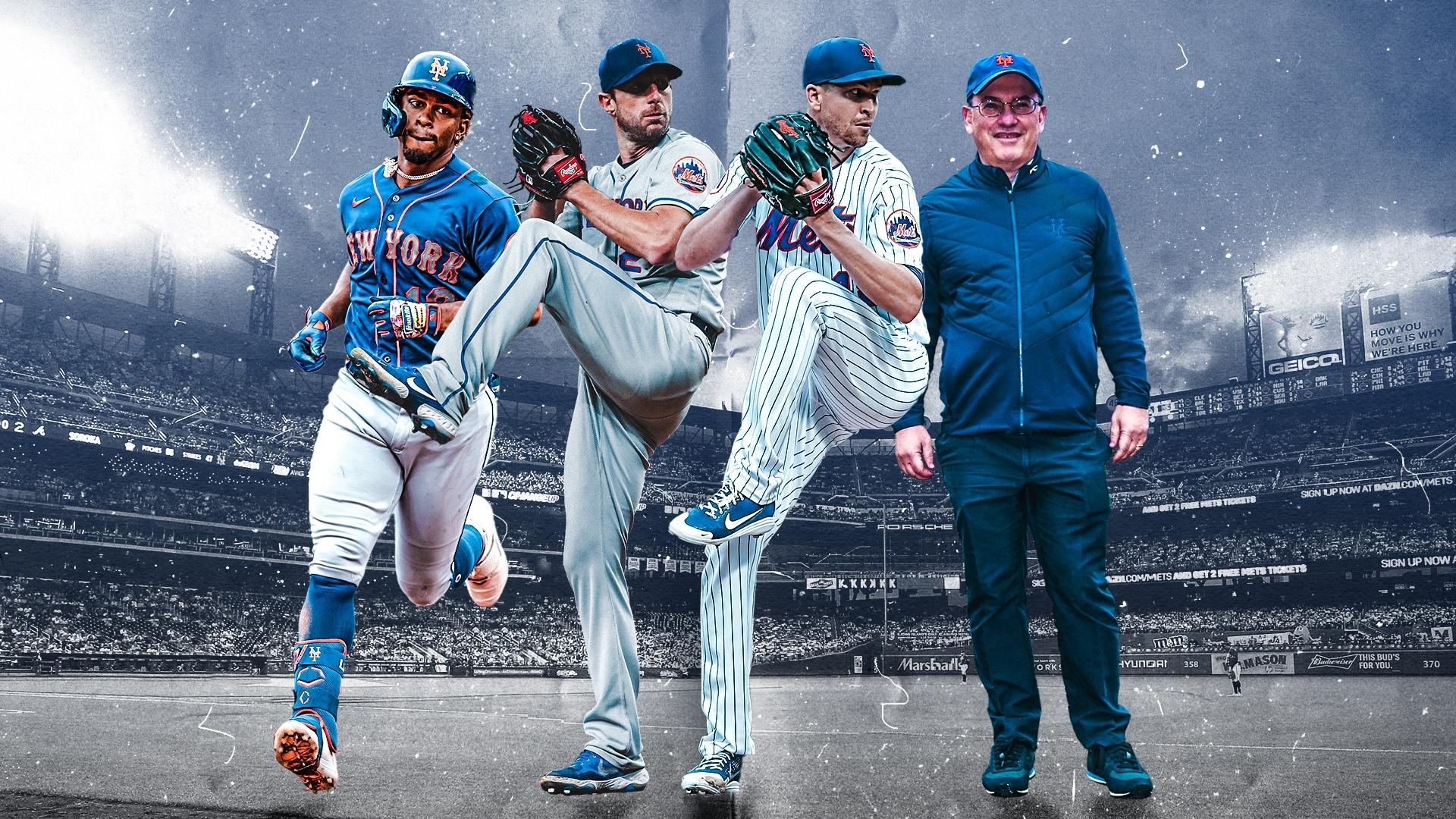 Francisco Lindor, Max Scherzer, Jacob deGrom, and Steve Cohen / USA TODAY Sports/SNY Treated Image