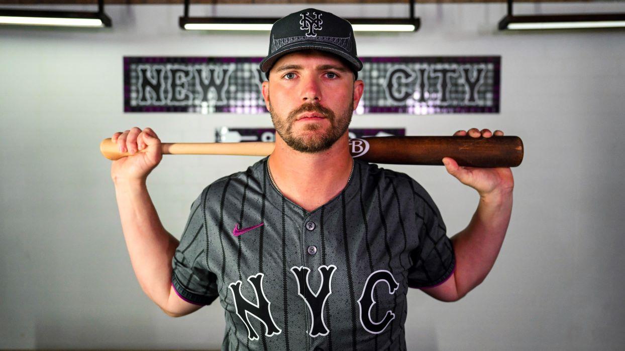 Pete Alonso wearing Mets' City Connect uniform. / Courtesy of New York Mets