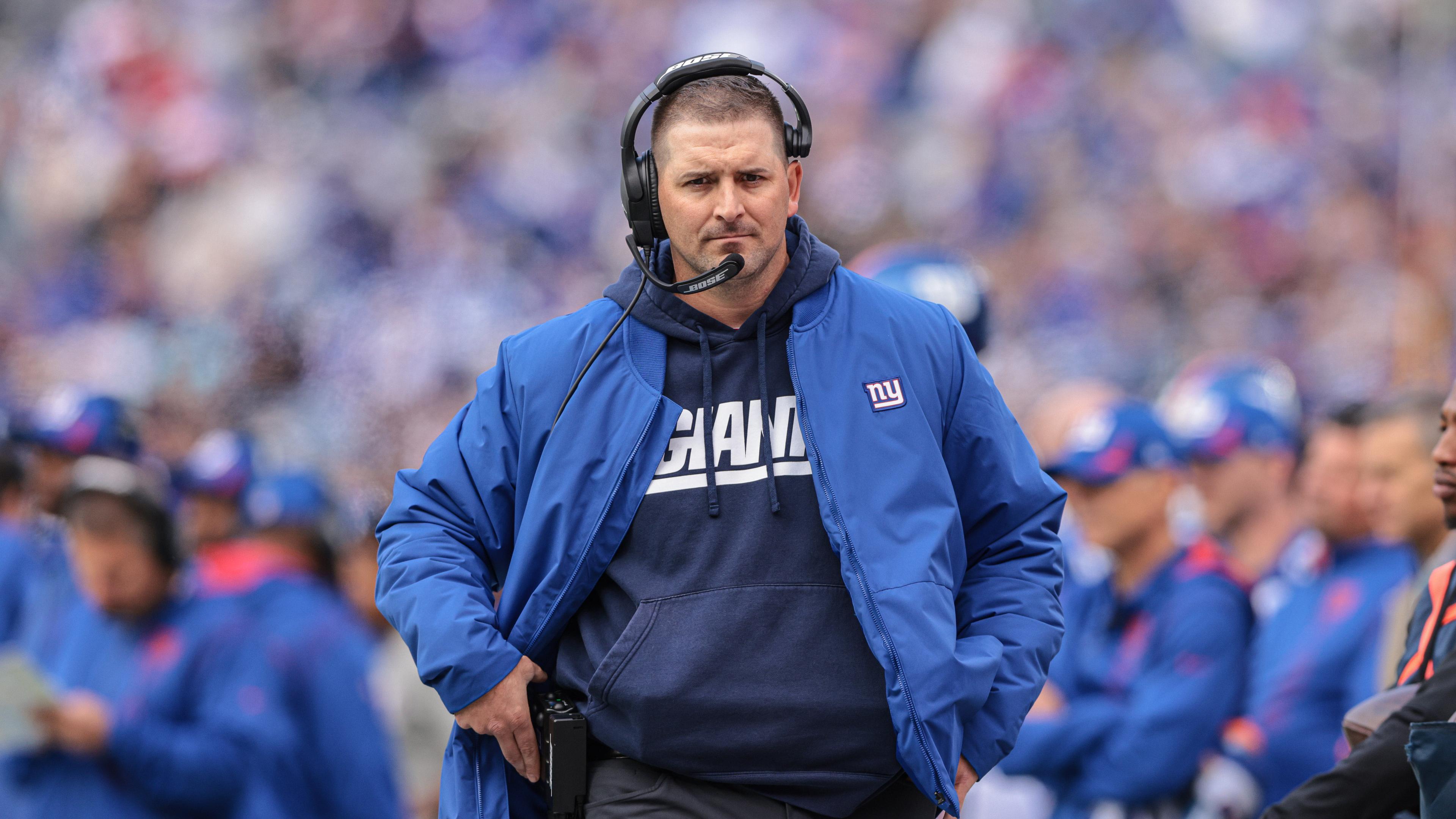 New York Giants head coach Joe Judge looks on during the second half against the Carolina Panthers at MetLife Stadium. / Vincent Carchietta-USA TODAY Sports