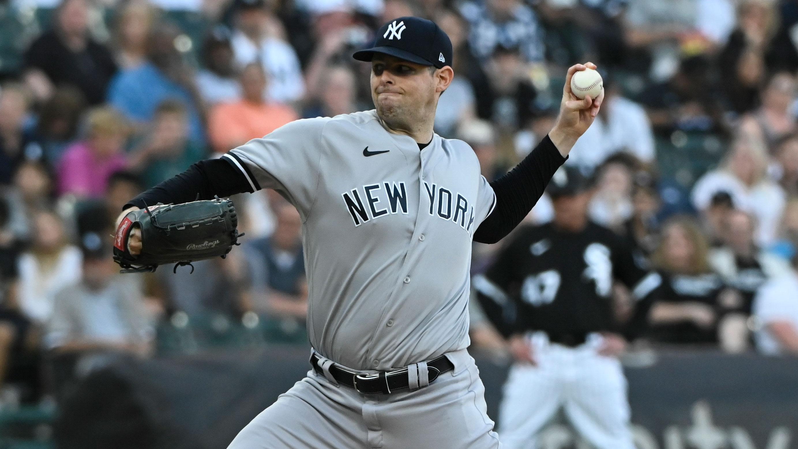 May 14, 2022; Chicago, Illinois, USA; New York Yankees starting pitcher Jordan Montgomery (47) delivers against the Chicago White Sox during the first inning at Guaranteed Rate Field. / Matt Marton-USA TODAY Sports